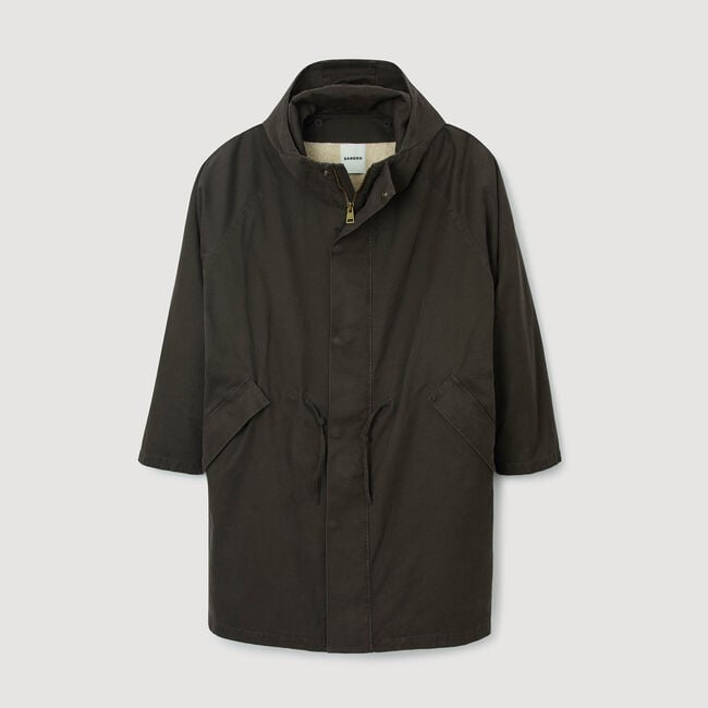 Oversized cotton and wool parka