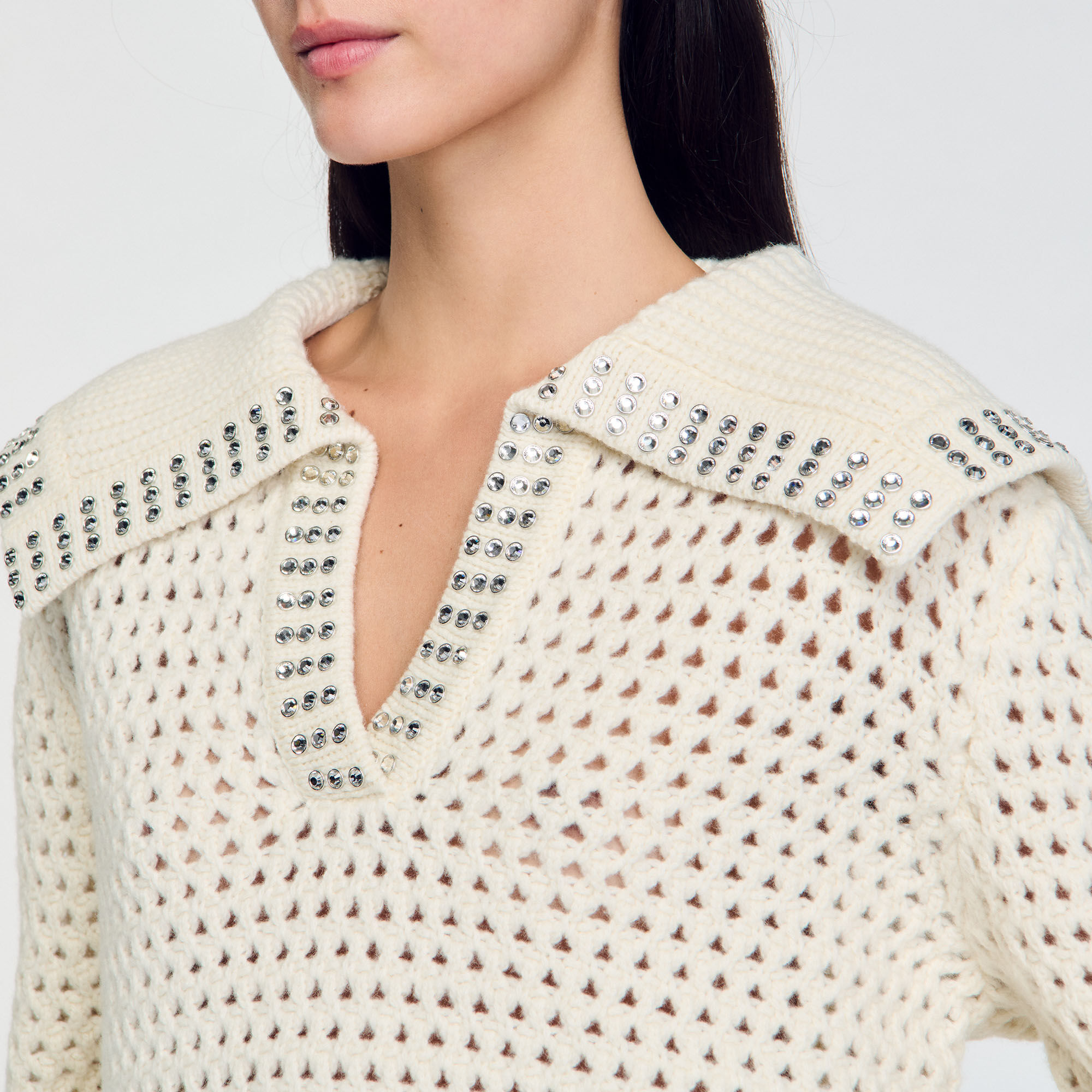 Sailor-neck wool jumper