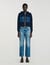 Knit and denim sweatshirt