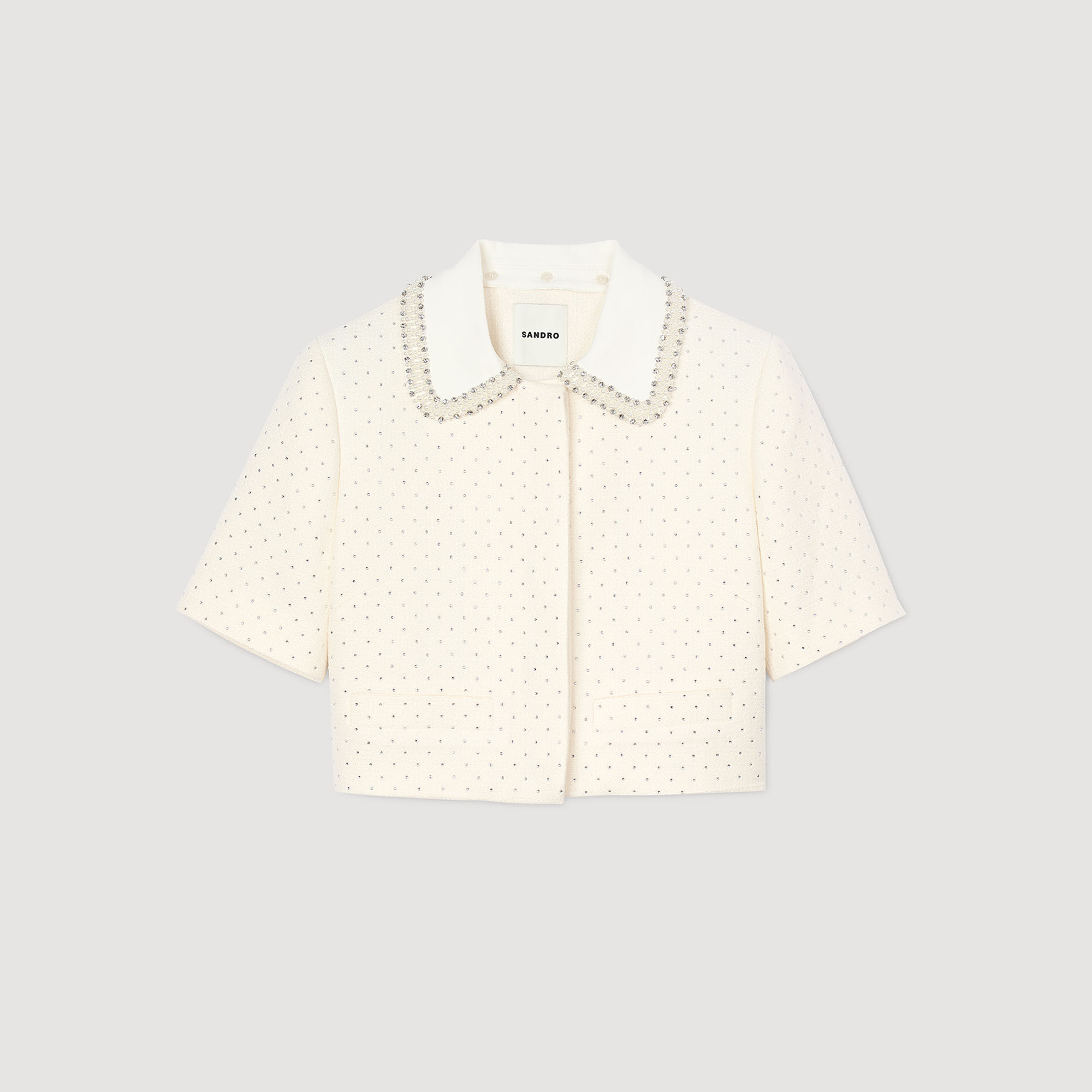 Short-sleeved rhinestone jacket