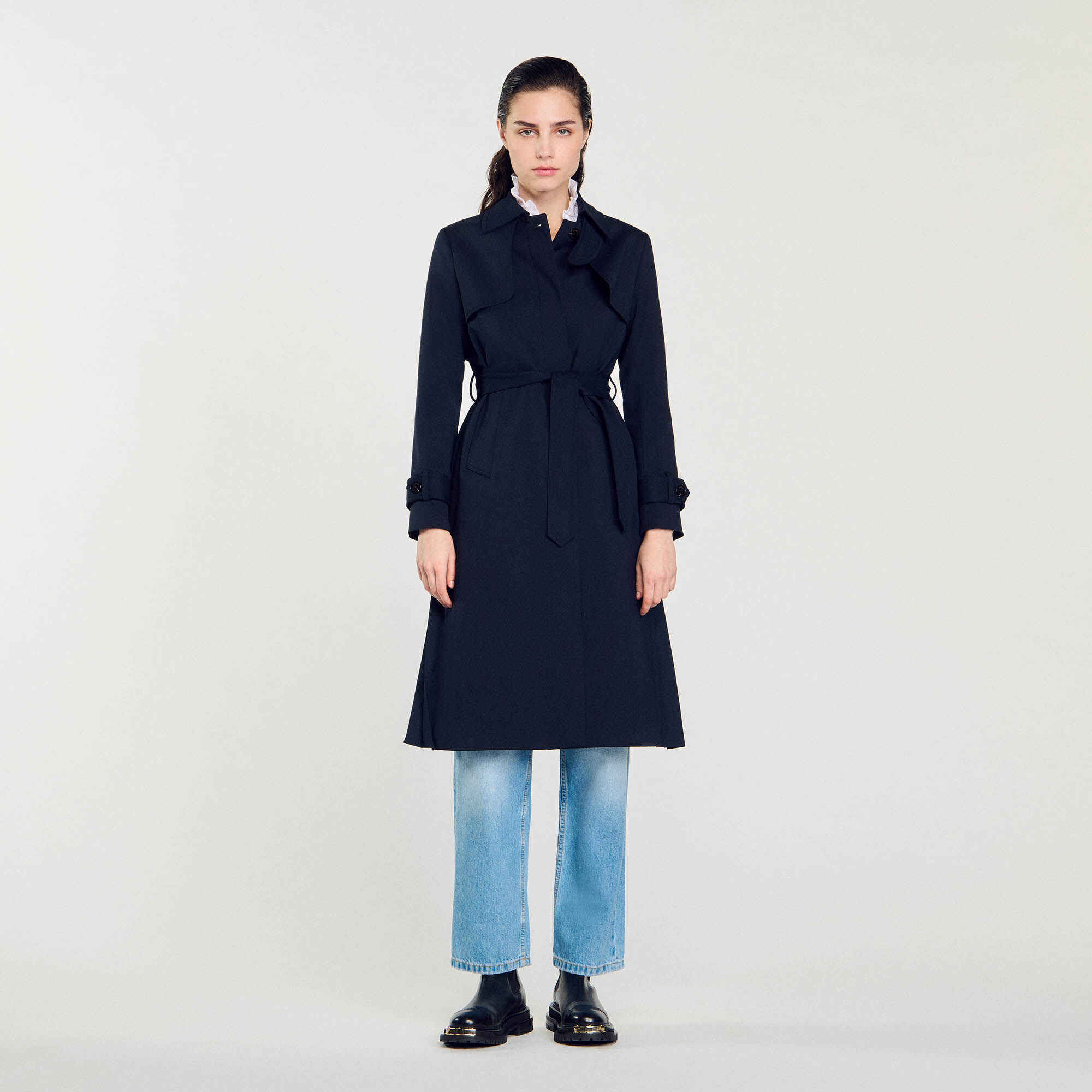 Womens blue trench coat best sale