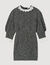 Tweed dress with trimmed neckline