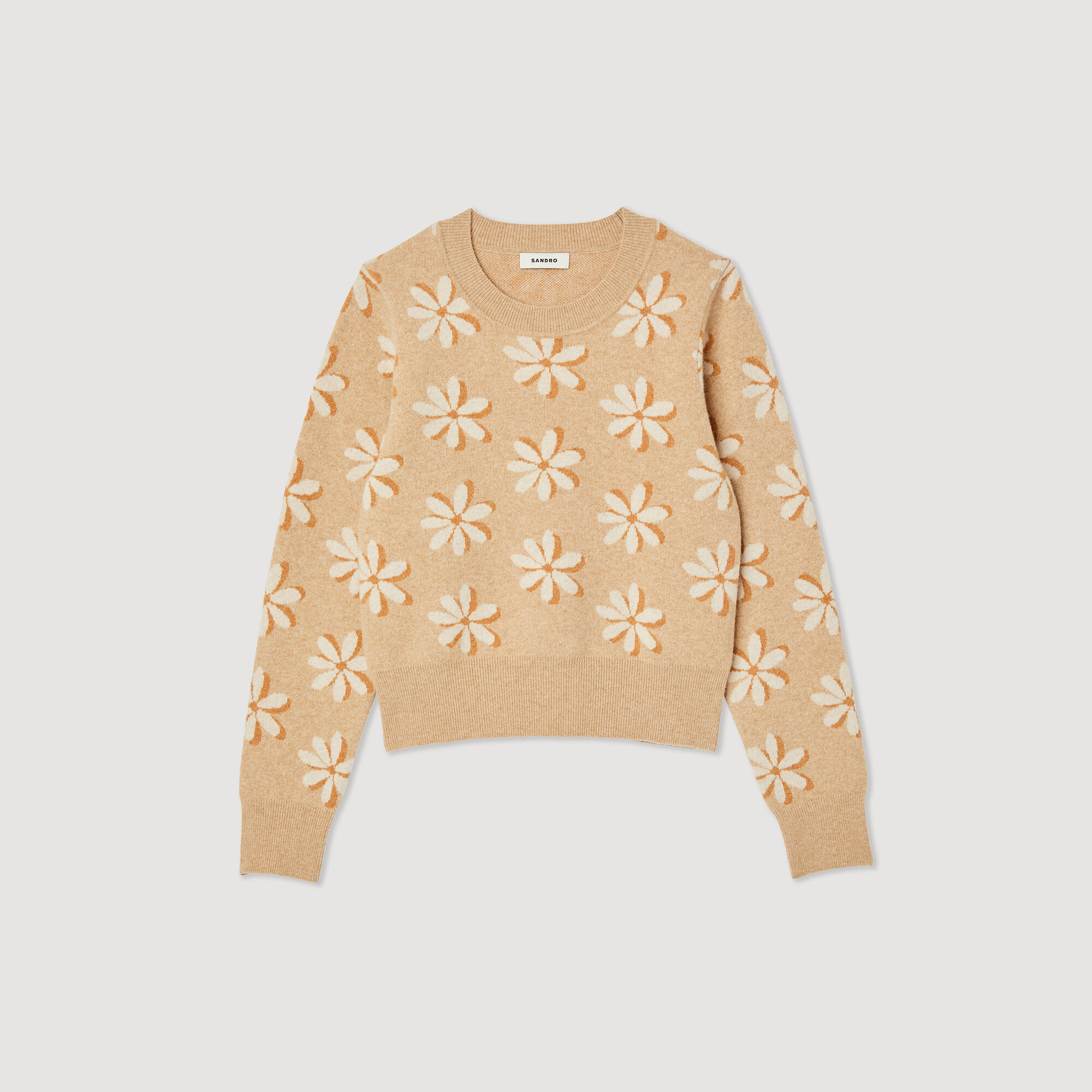 Floral jacquard knit sweater