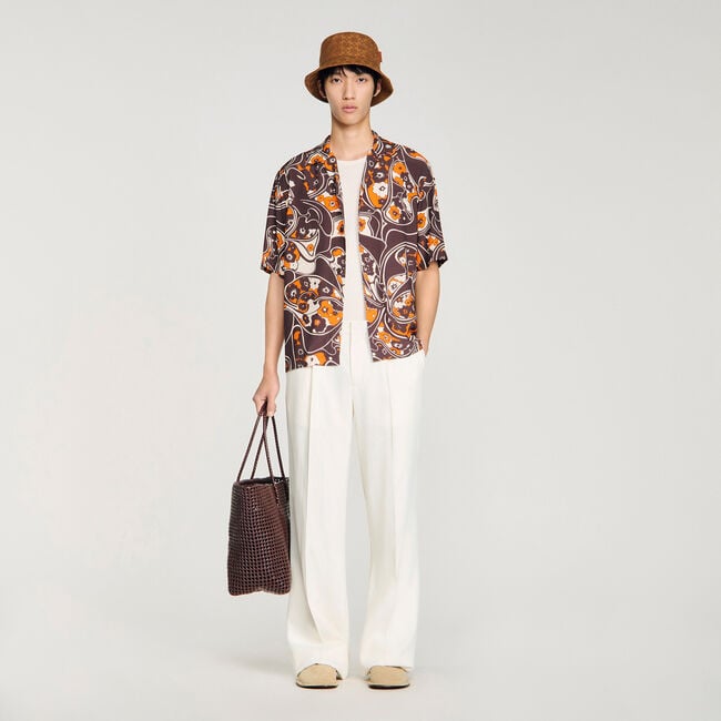 Loose-fit print shark collar shirt