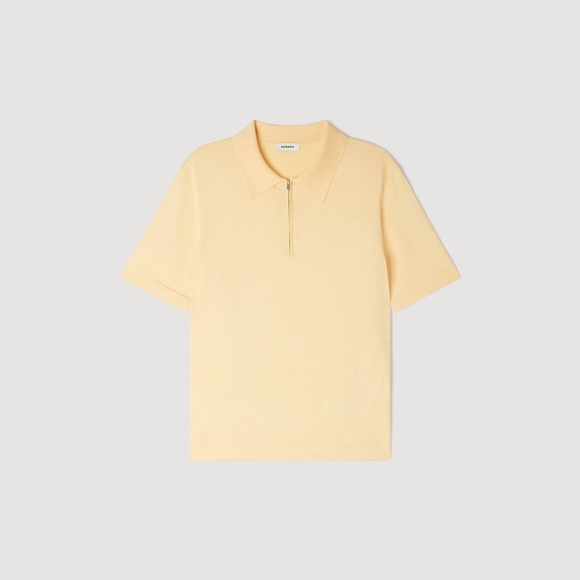 Knitted polo shirt with zip collar