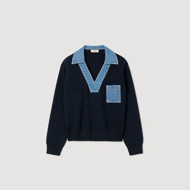 Jumper with denim details
