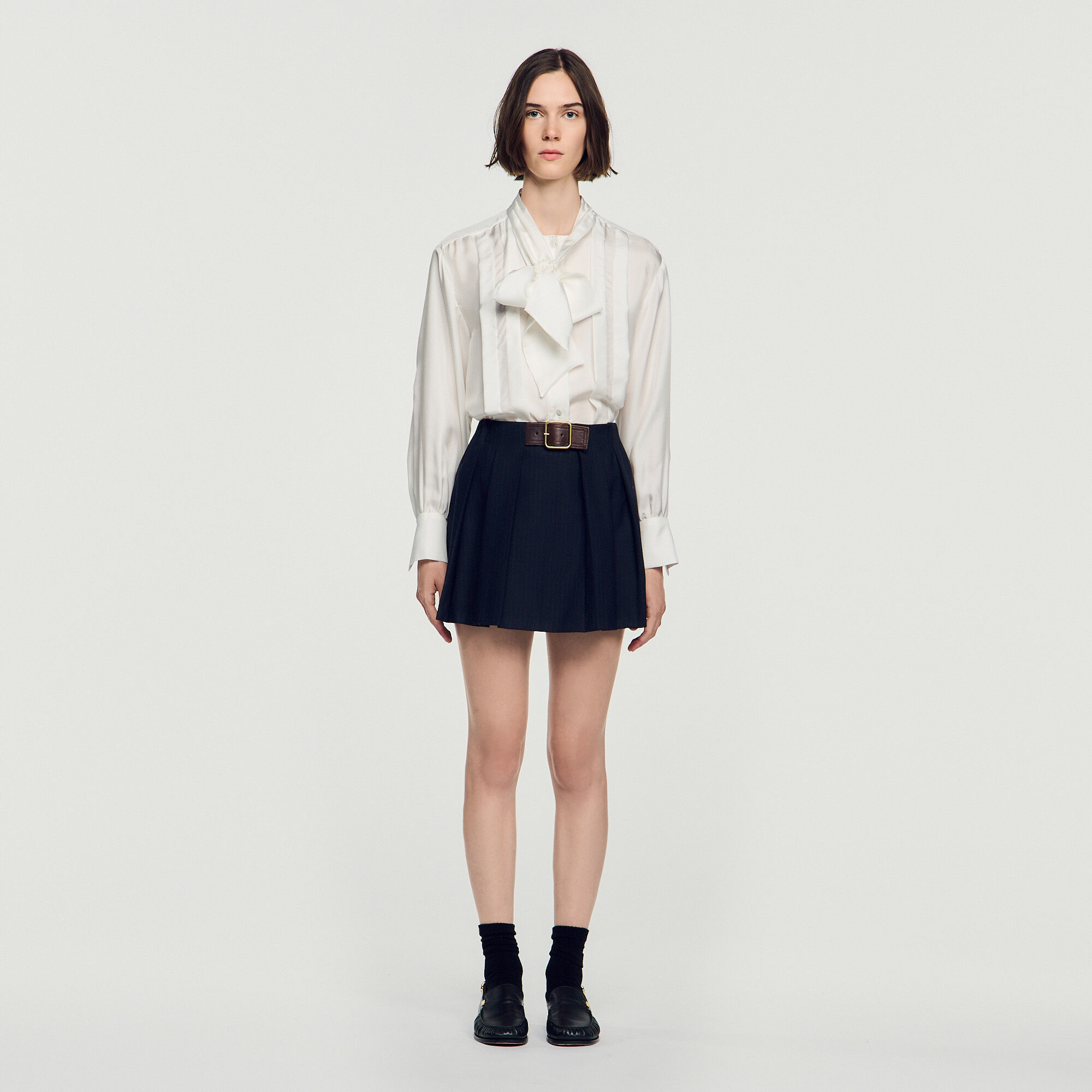 Short pleated wool skirt - Women | Sandro