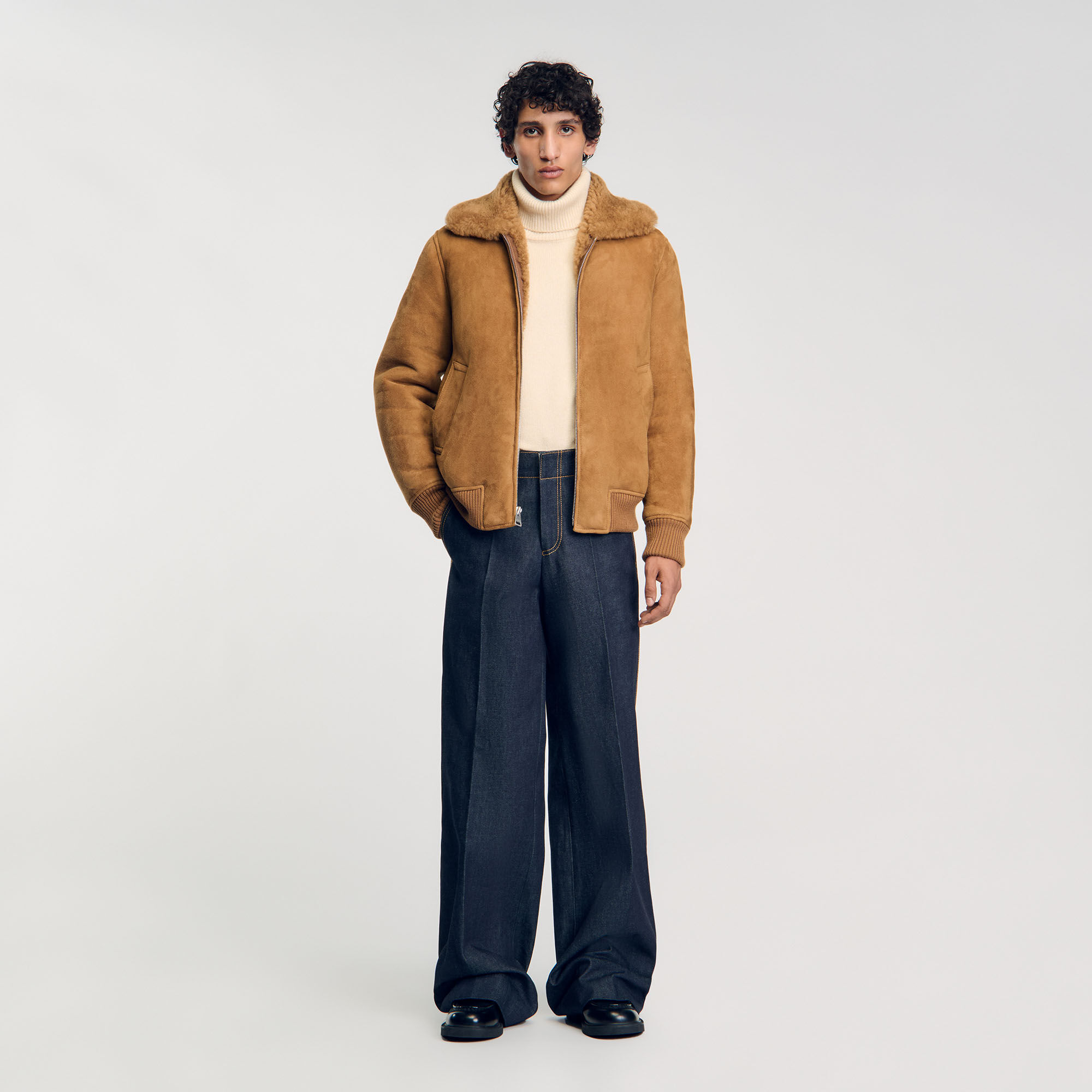 Sandro mens suede jacket deals
