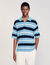 Stripy knit polo shirt