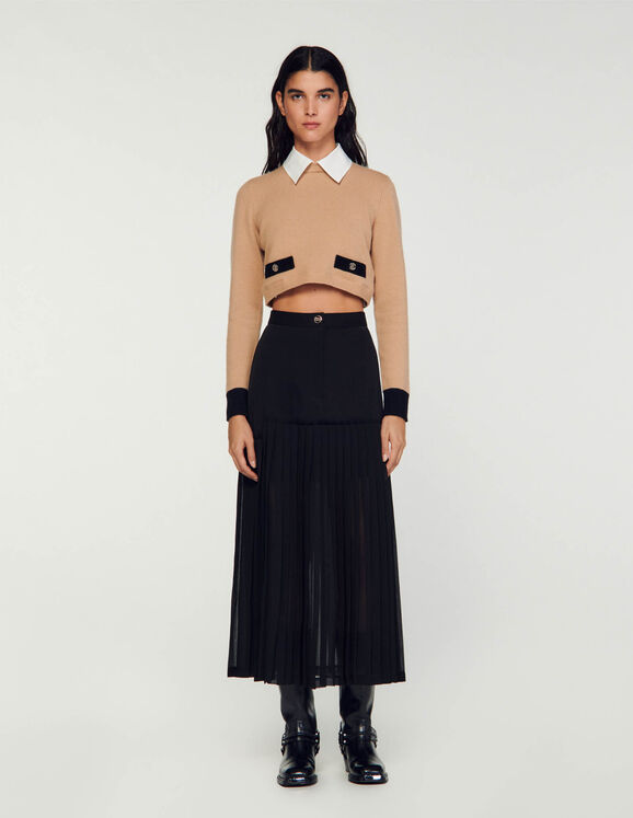 Pleated long skirt Black Femme