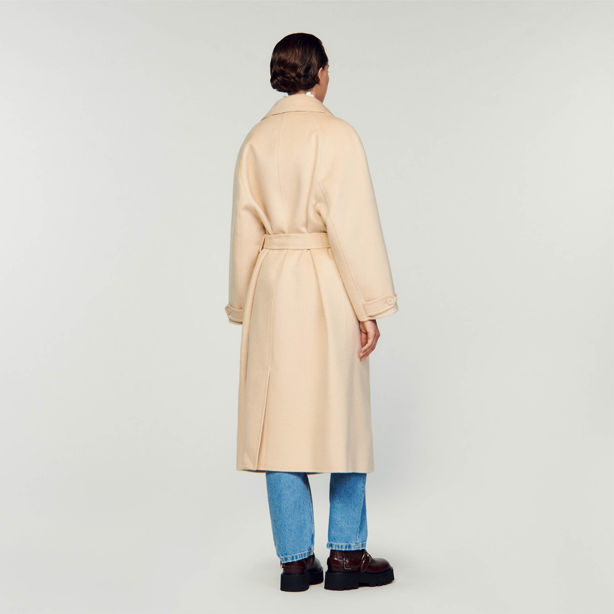 Beige wool trench clearance coat