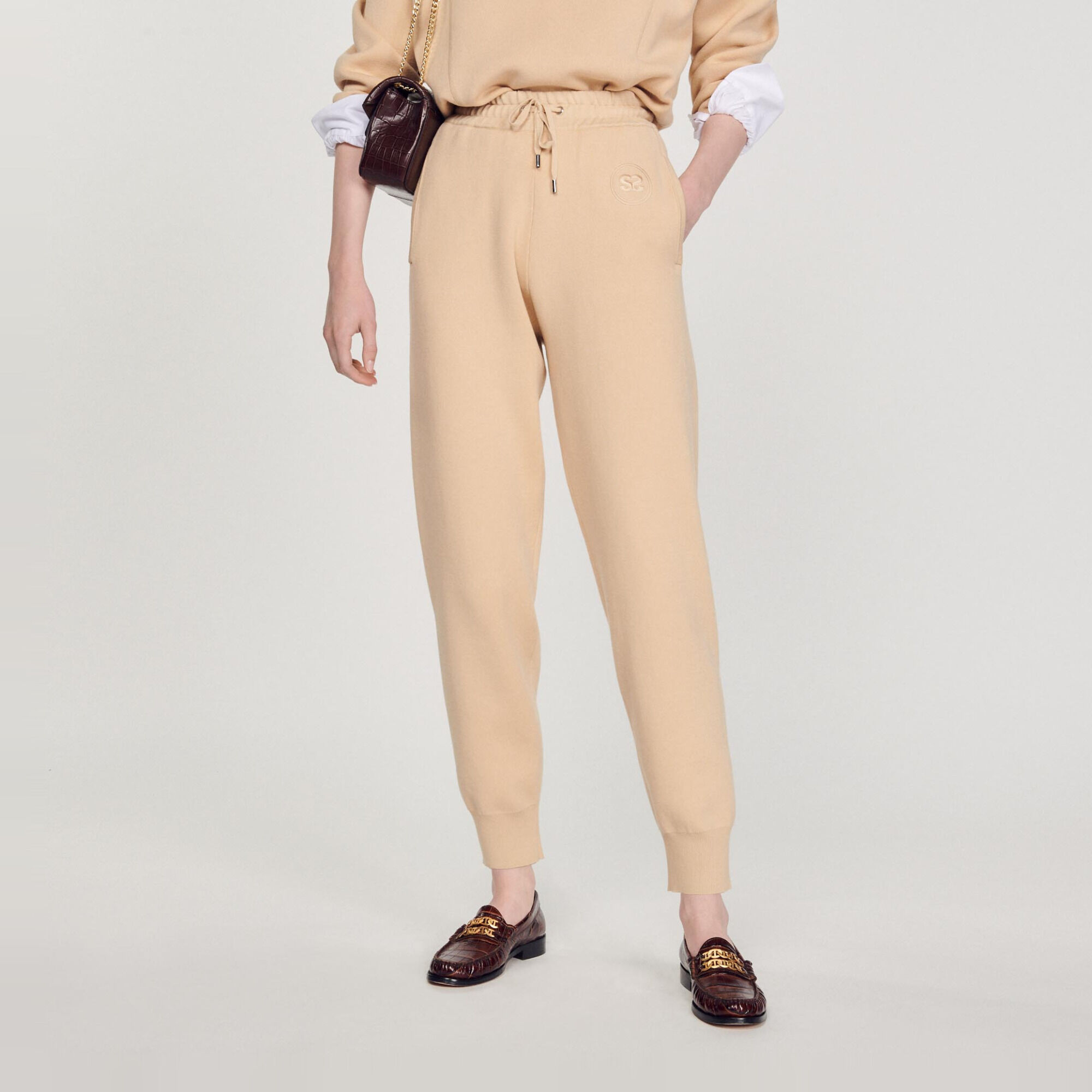 Knit jogging bottoms SFPPA00943 Sand All Selection Sandro Paris