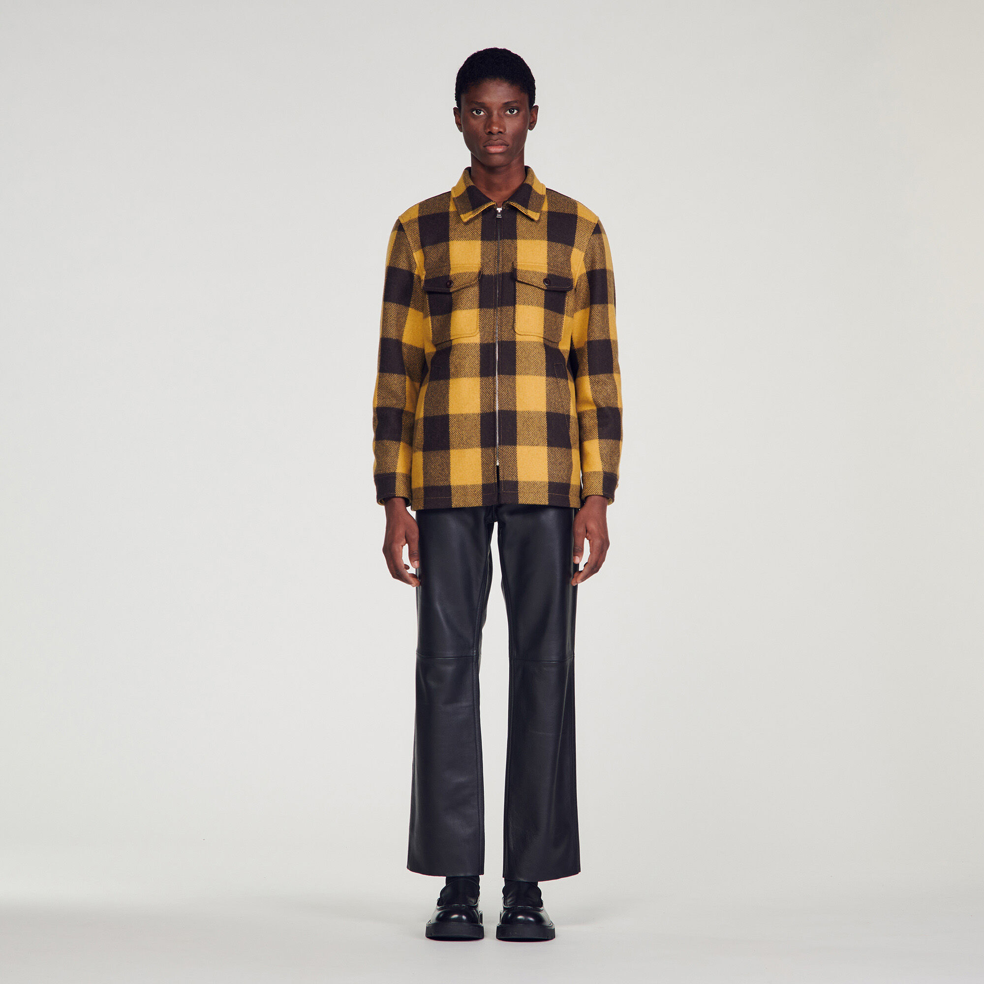 Yellow checkered jacket store