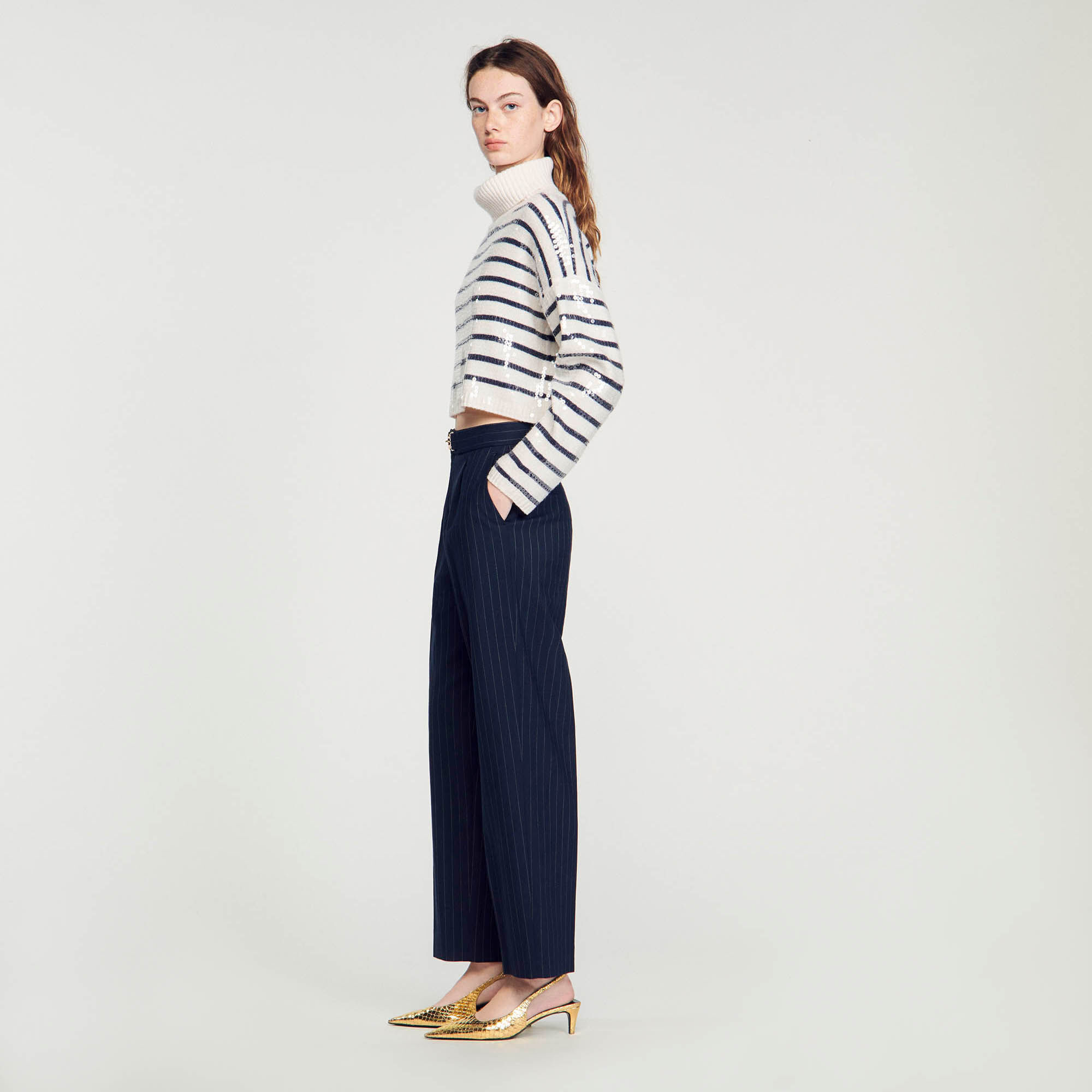 Striped on sale trousers womens