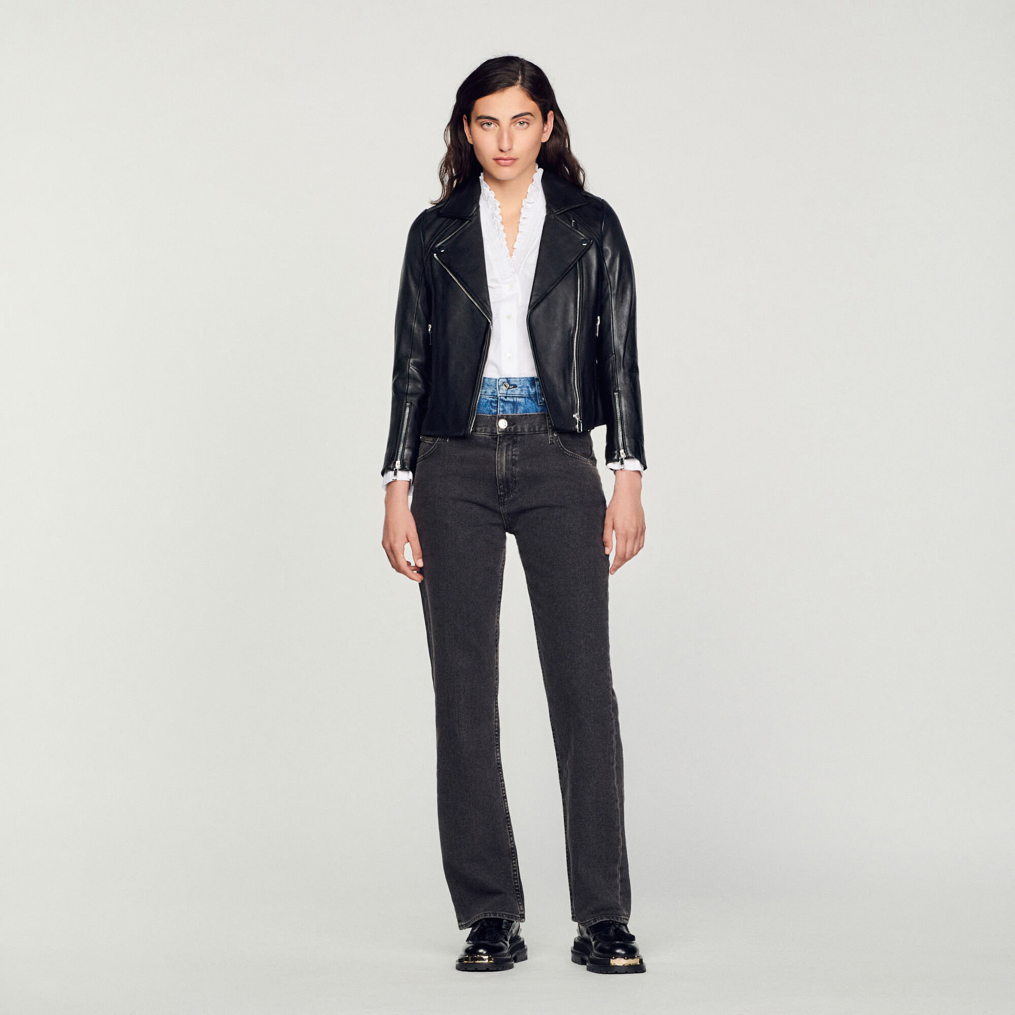Veste cuir femme sandro clearance