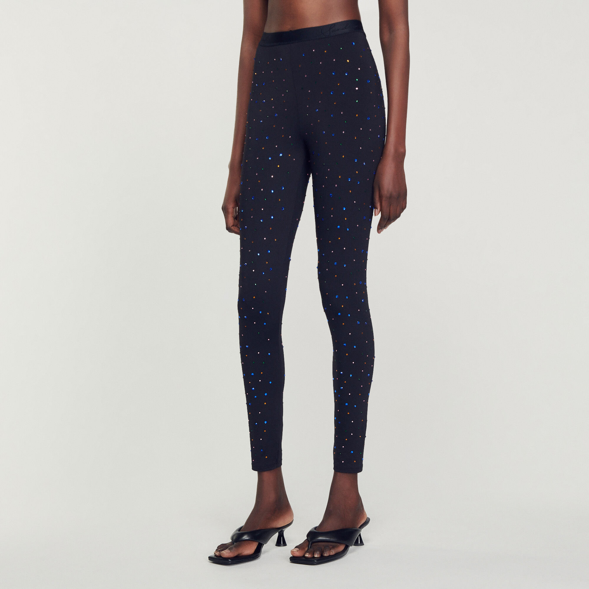 Leggings embellished with rhinestones SFPPA01175 Pants Sandro
