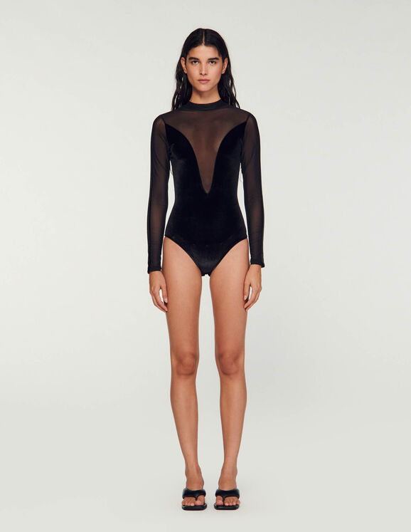 Velvet bodysuit Black Femme