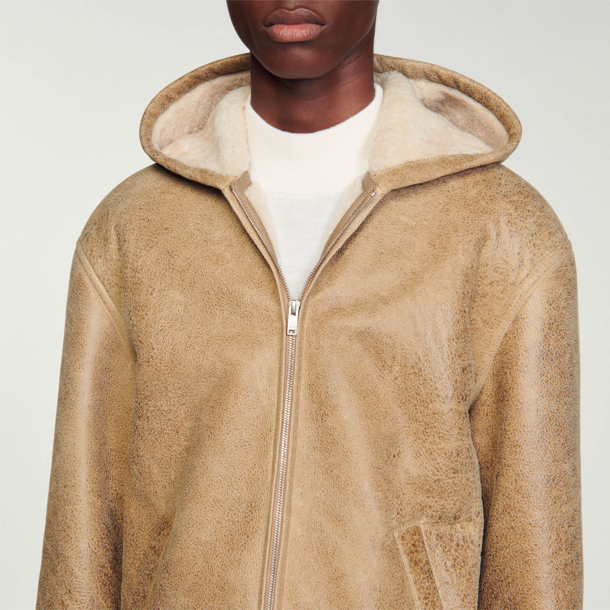 Beige shearling jacket mens online