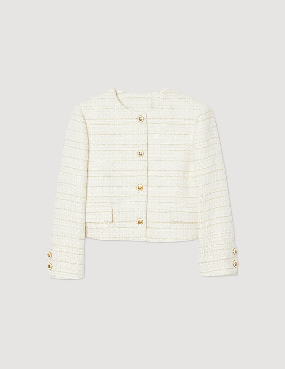 Tweed jacket SFPVE00956 Ecru / Gold - Blazers & Jackets | Sandro Paris