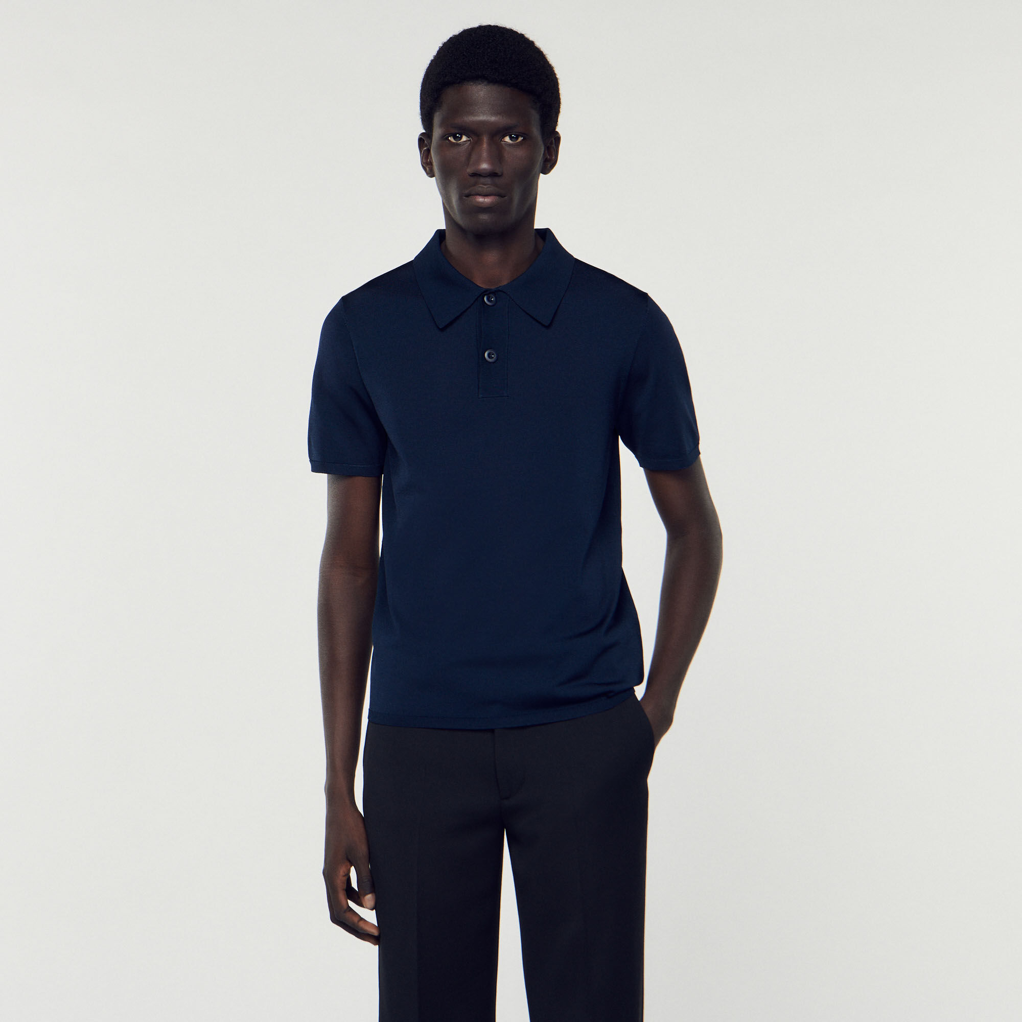Mens black deals knitted polo