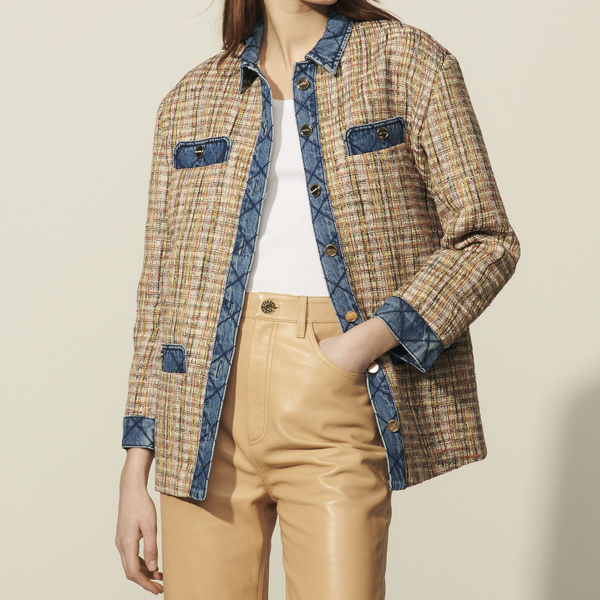 Sandro - Tweed jacket with denim 