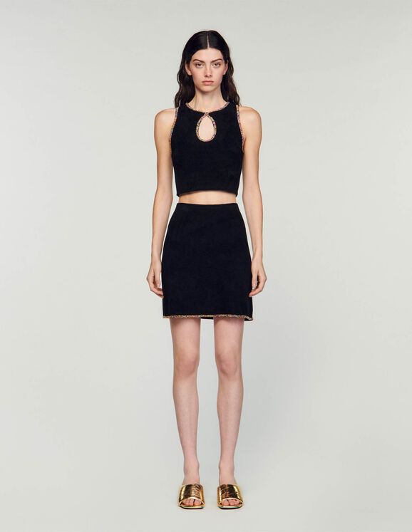 Short velvet knit skirt Black Femme