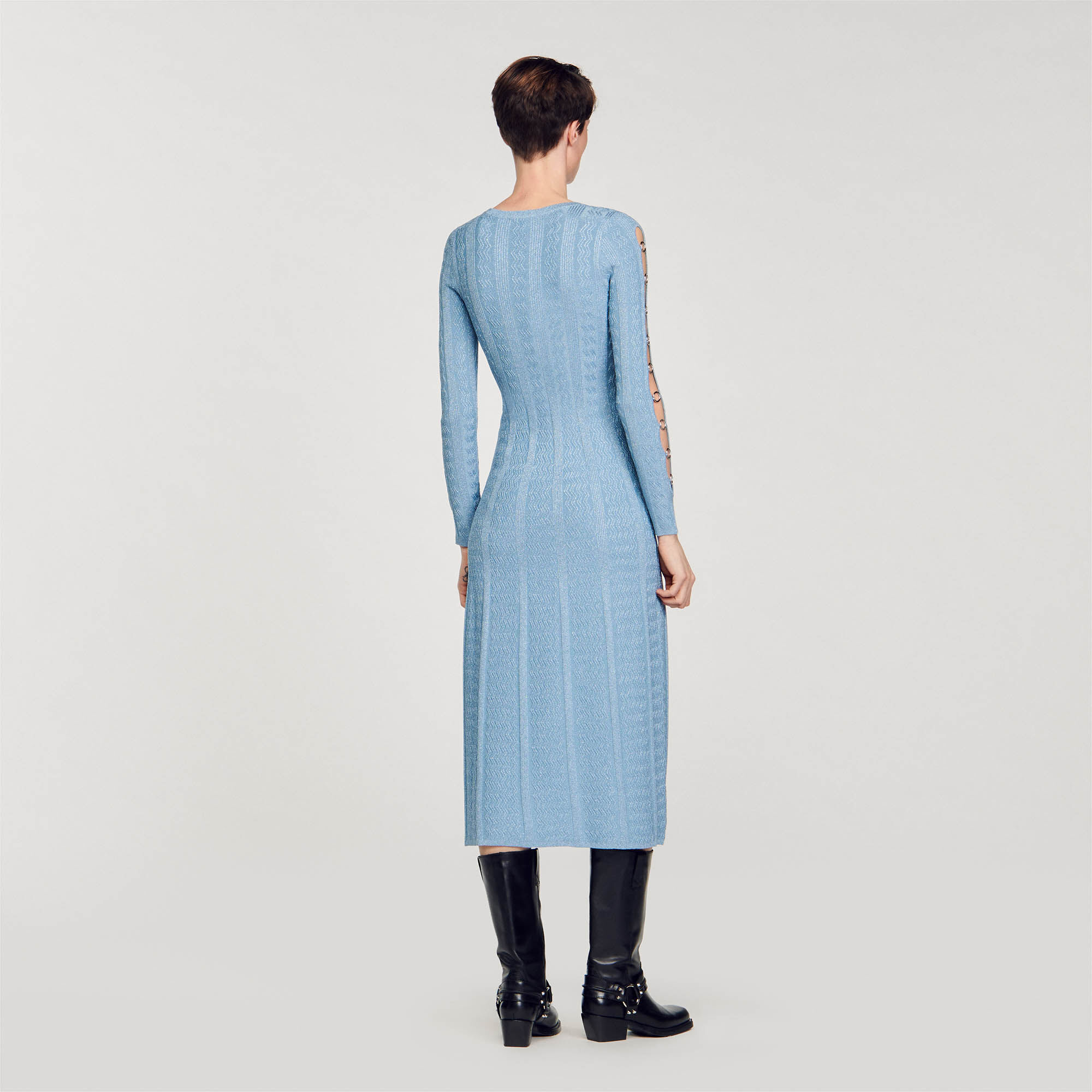 Long sleeved knit midi dress
