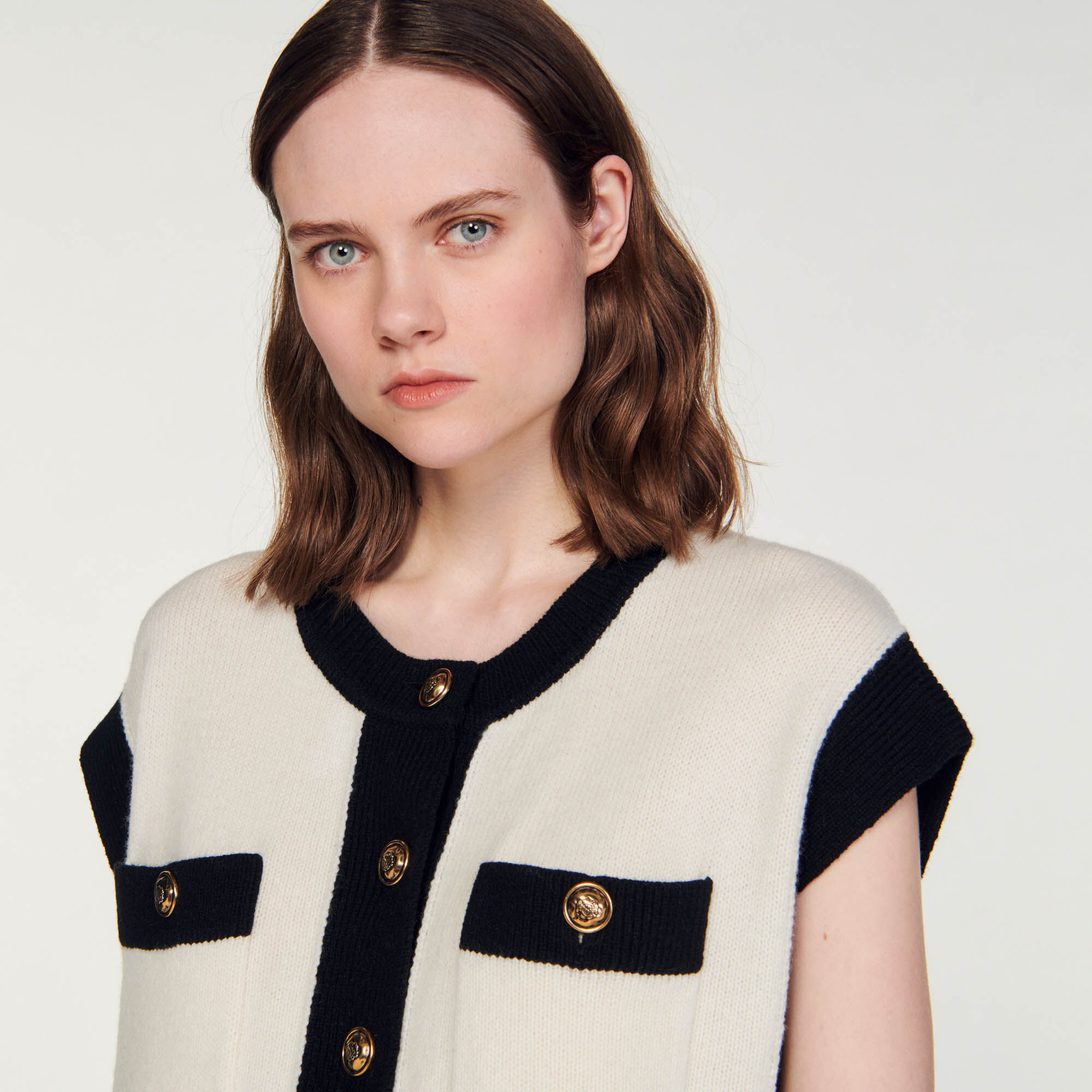 Sleeveless coatigan top