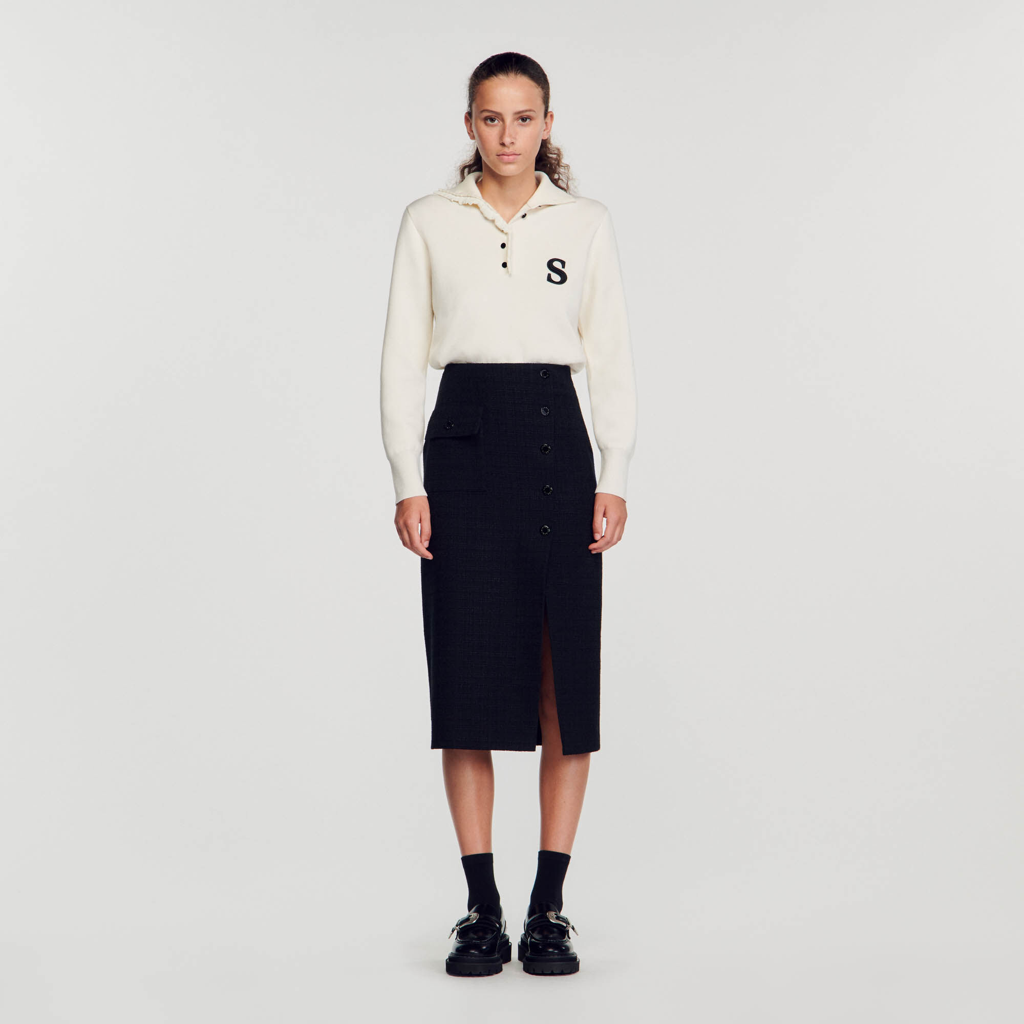 Tweed midi hot sale skirt uk