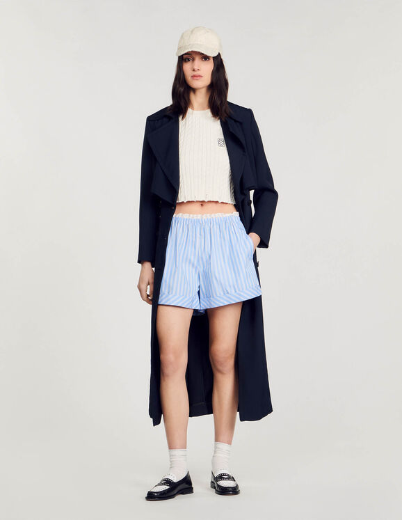 Wide-leg cotton shorts Blu / White Femme