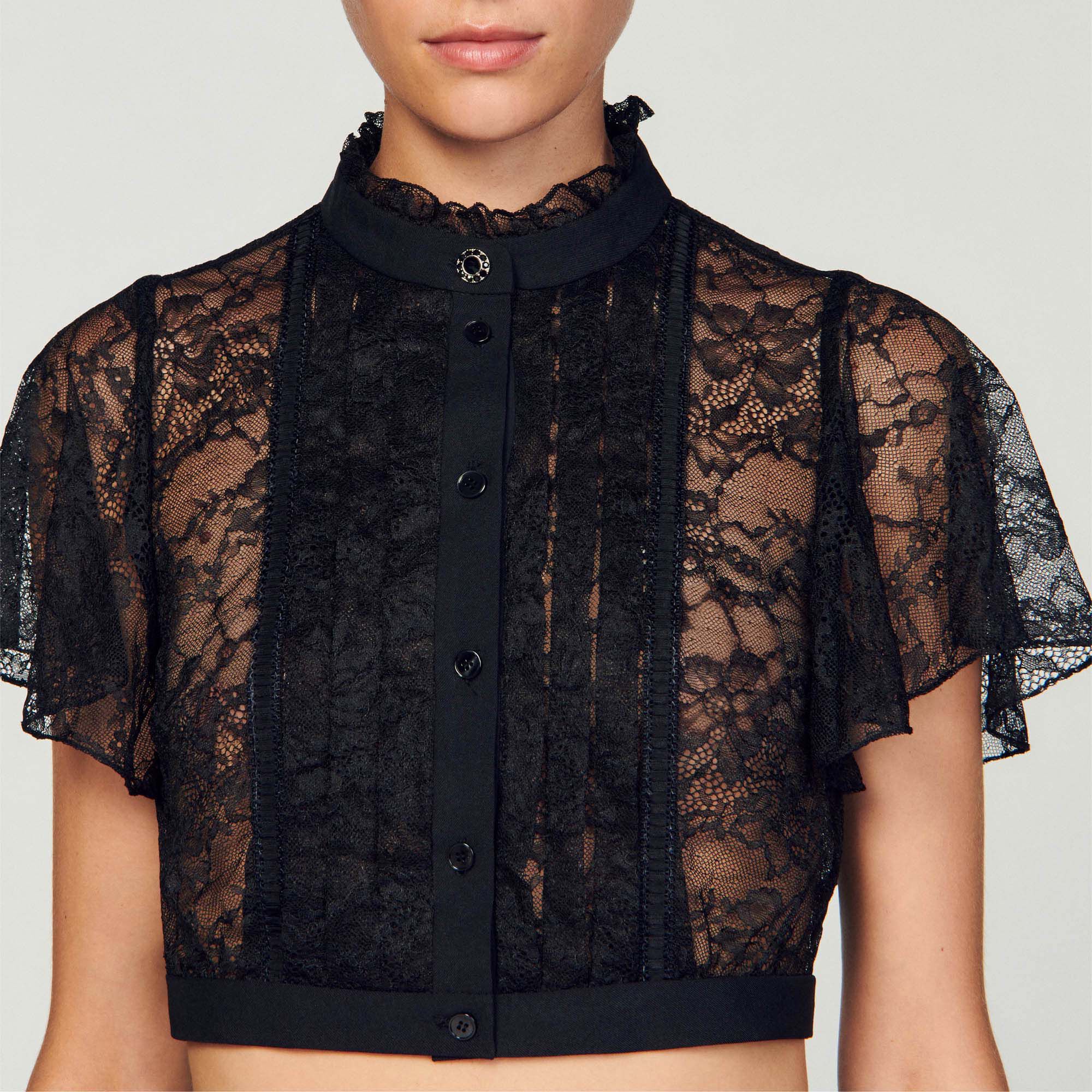 High neck black lace blouse online