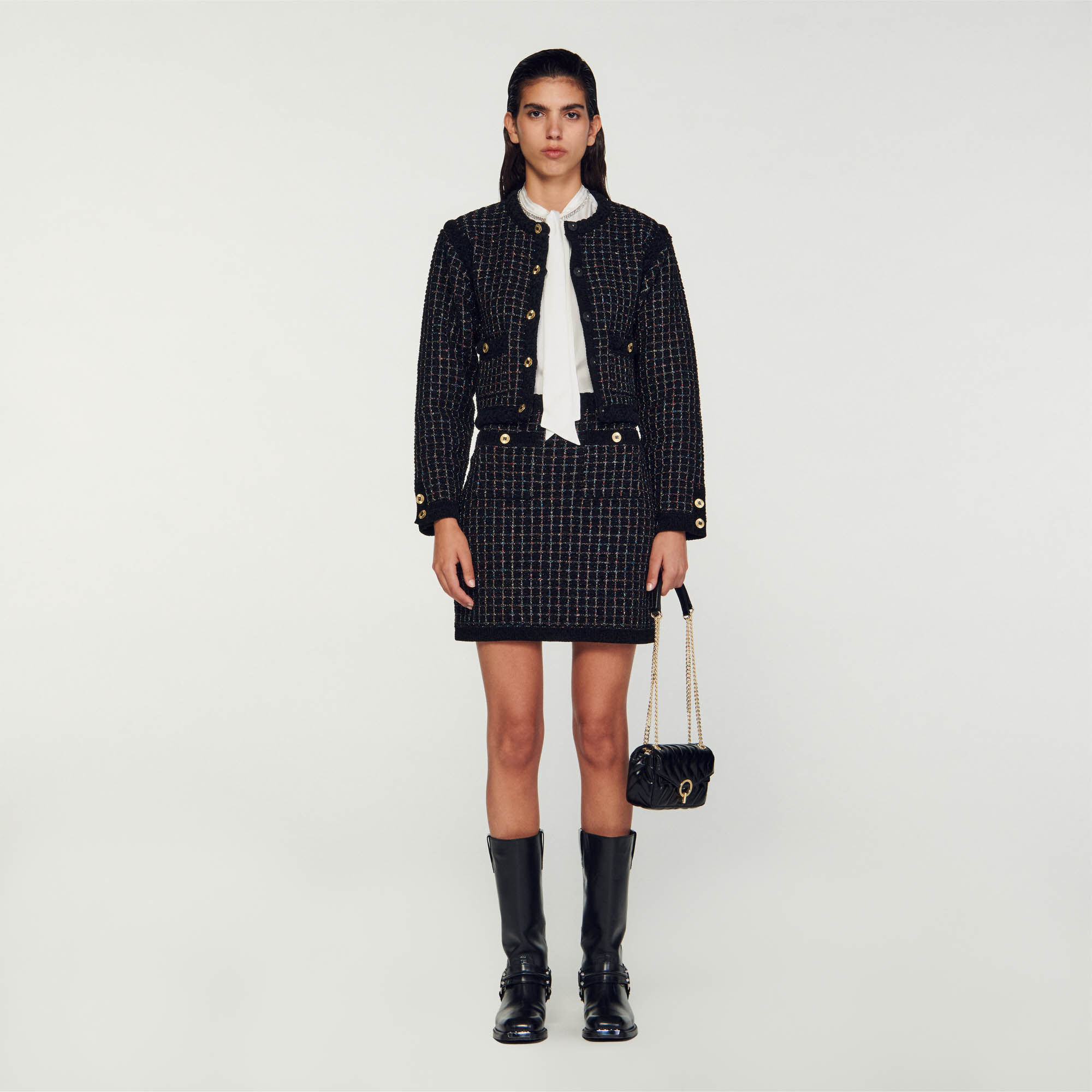 Textured knit skirt SFPJU00994 Skirts Shorts Sandro Paris