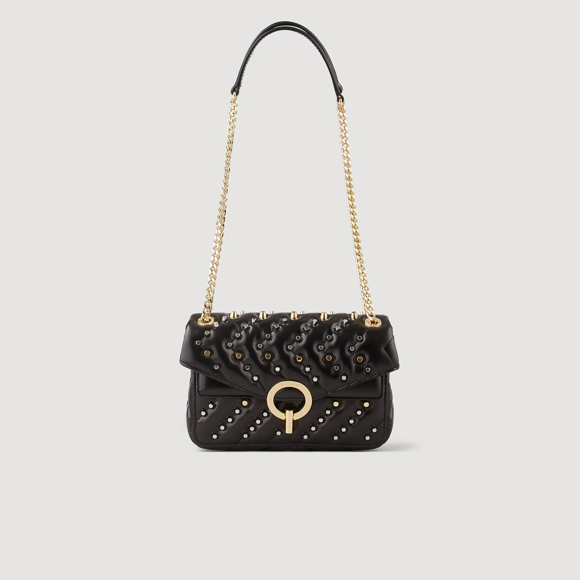 Small studded leather Yza bag SFASA01172 Black All Bags Sandro