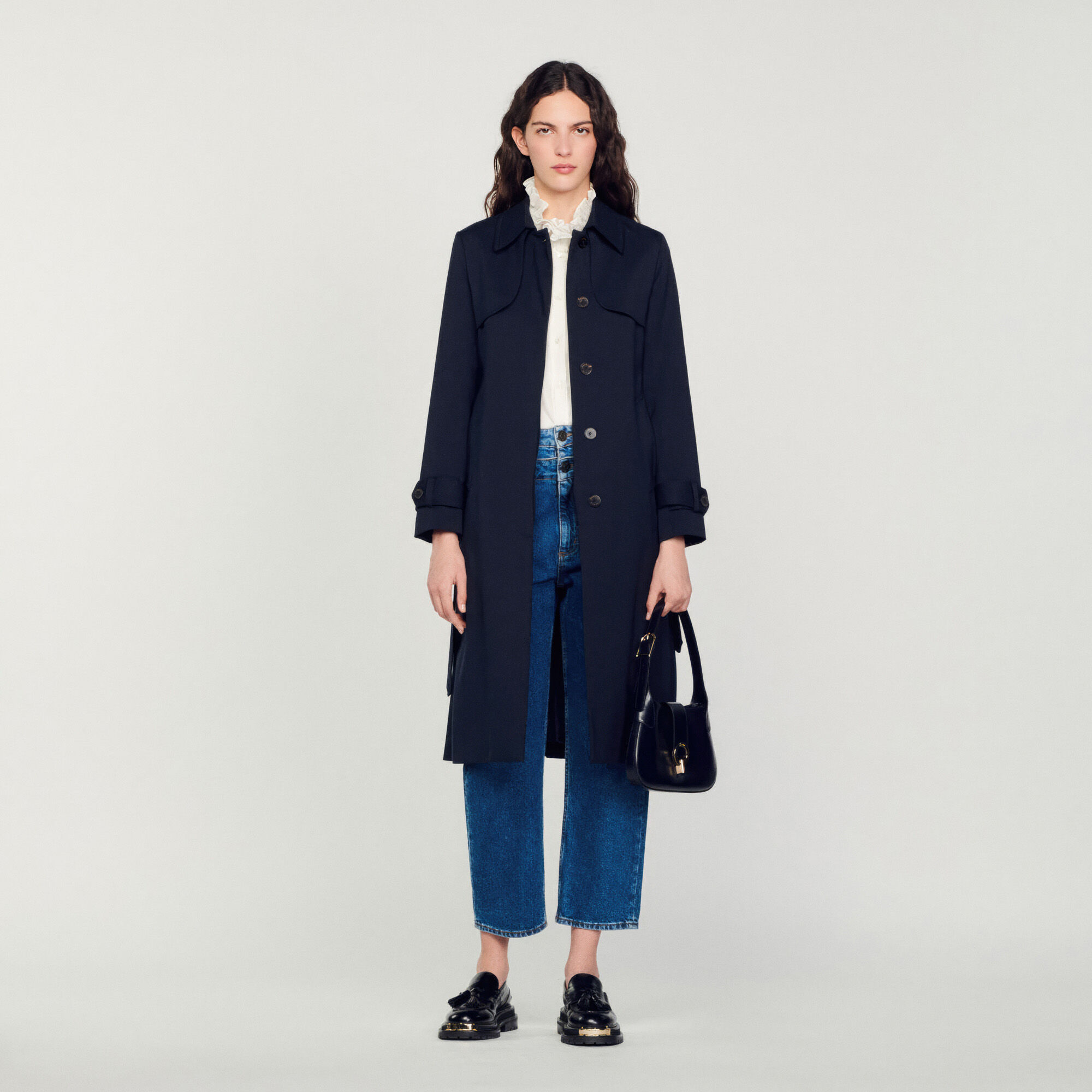 Trench coat with pleated inset SFPOU00130 Coats Sandro Paris