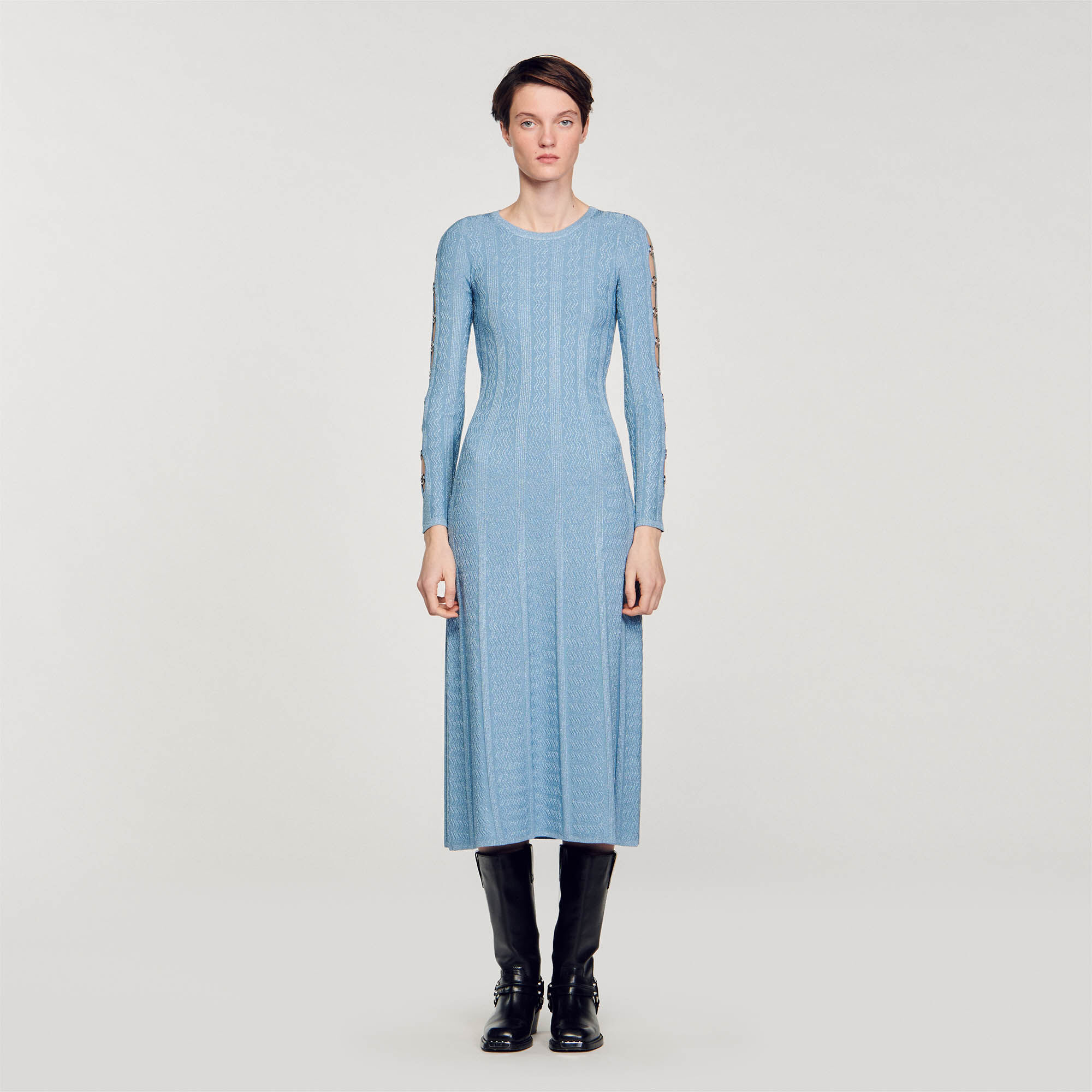 Long sleeve midi knit sale dress