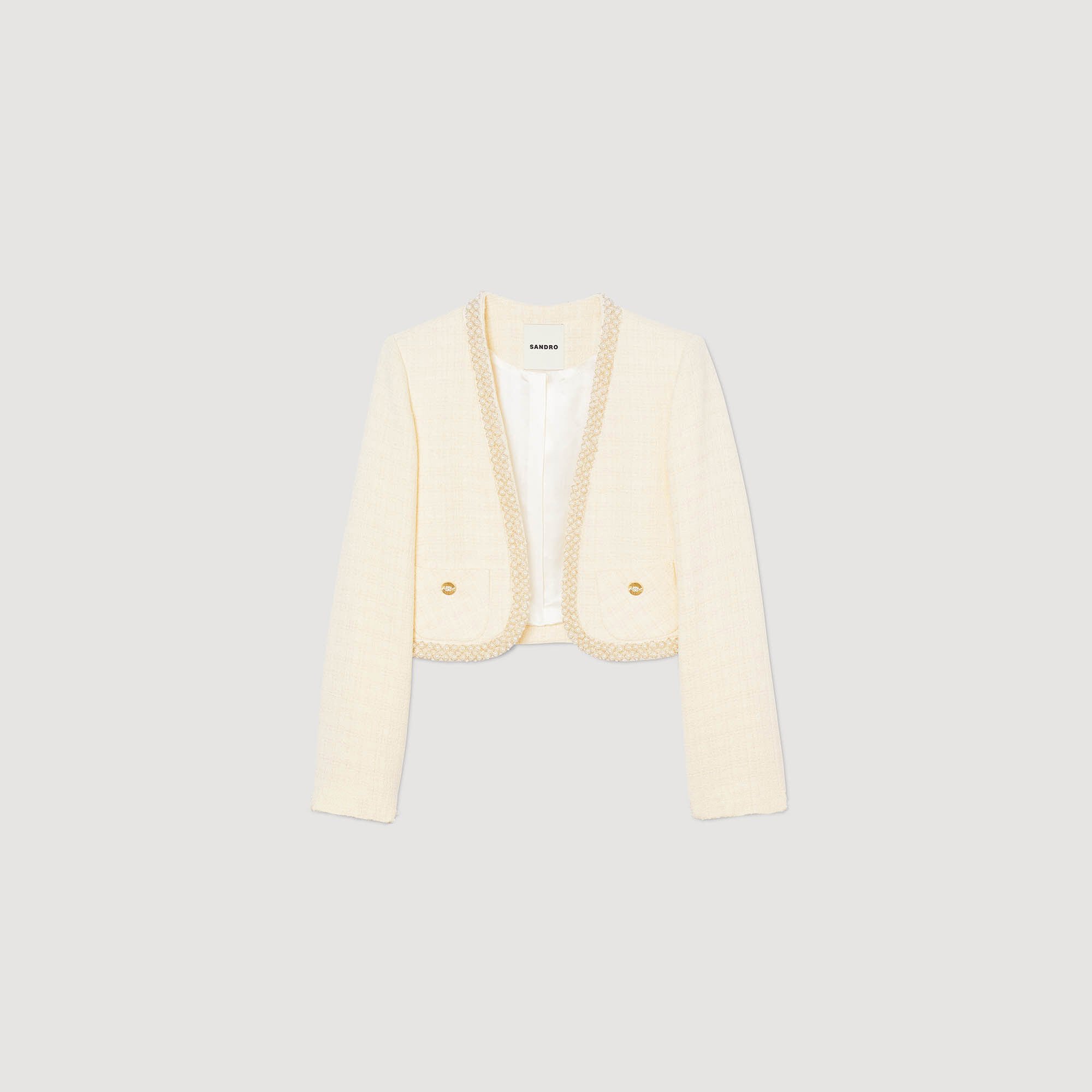Tweed crop blazer sales