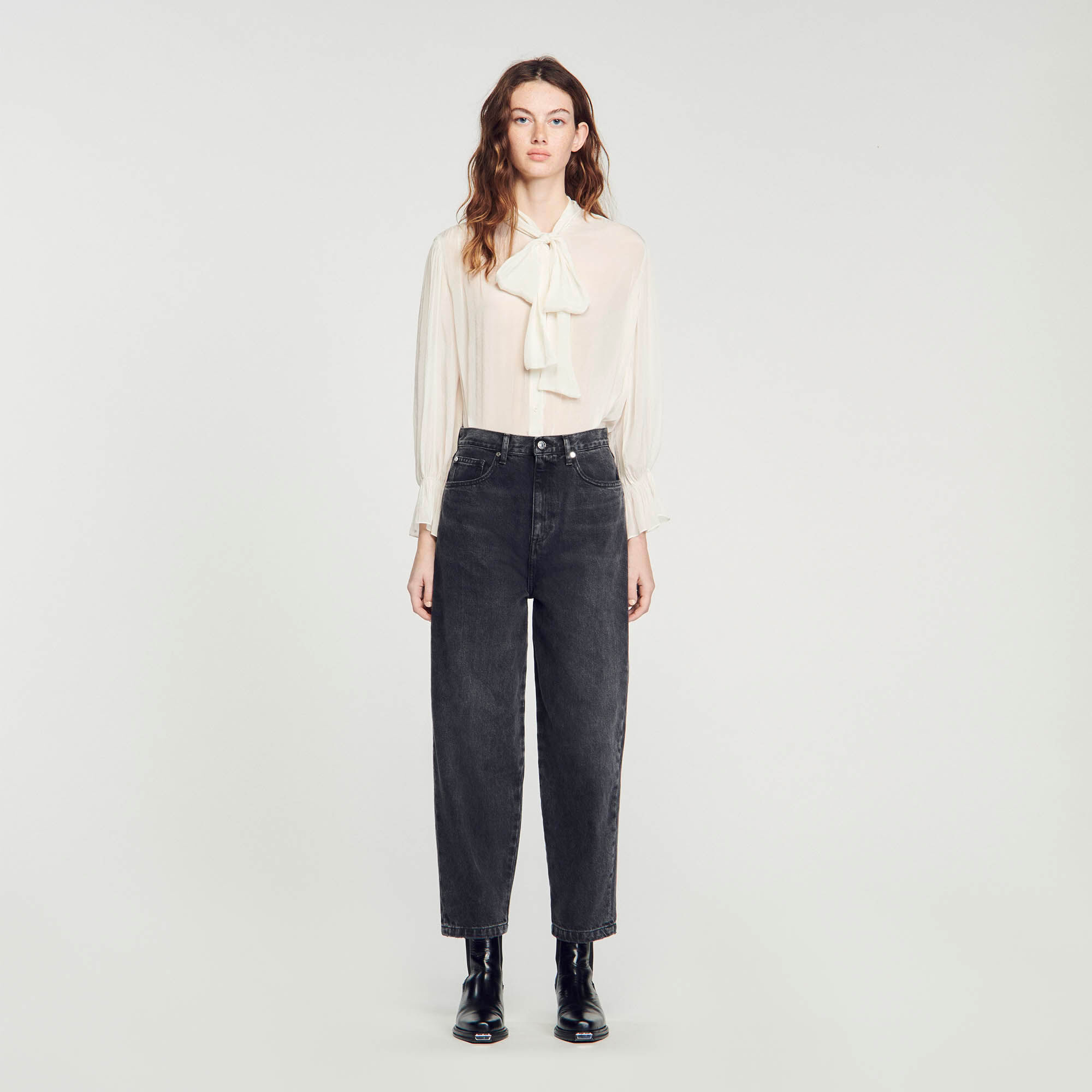Sandro washed denim with seaming best sale