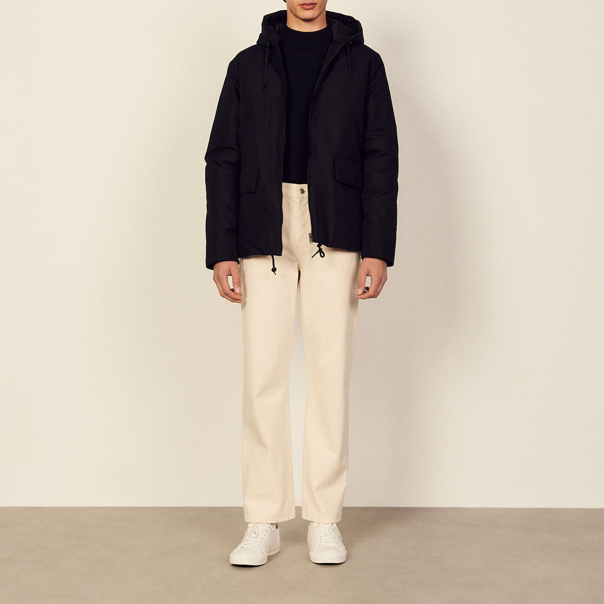Hooded parka SHPMA00247 Black HAnciennesCollections Sandro Paris