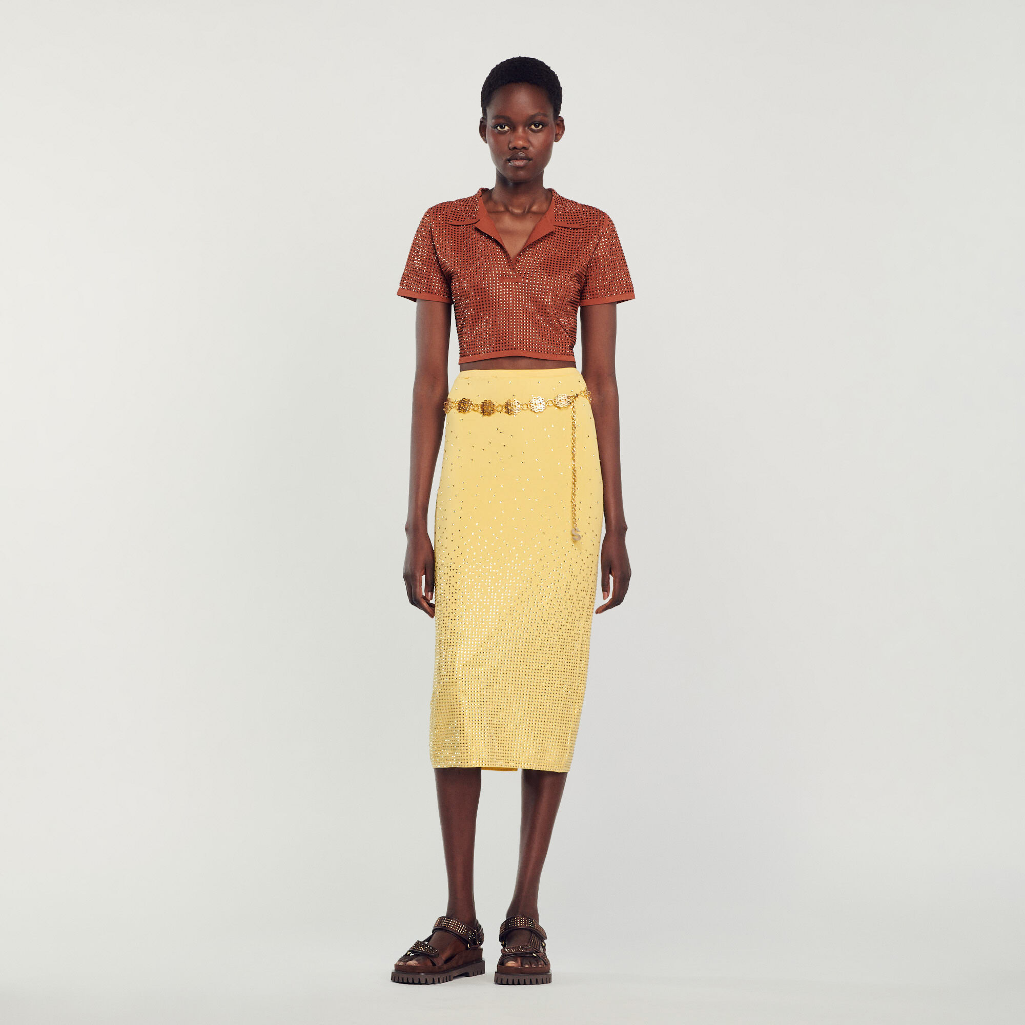 Long black deals yellow skirt