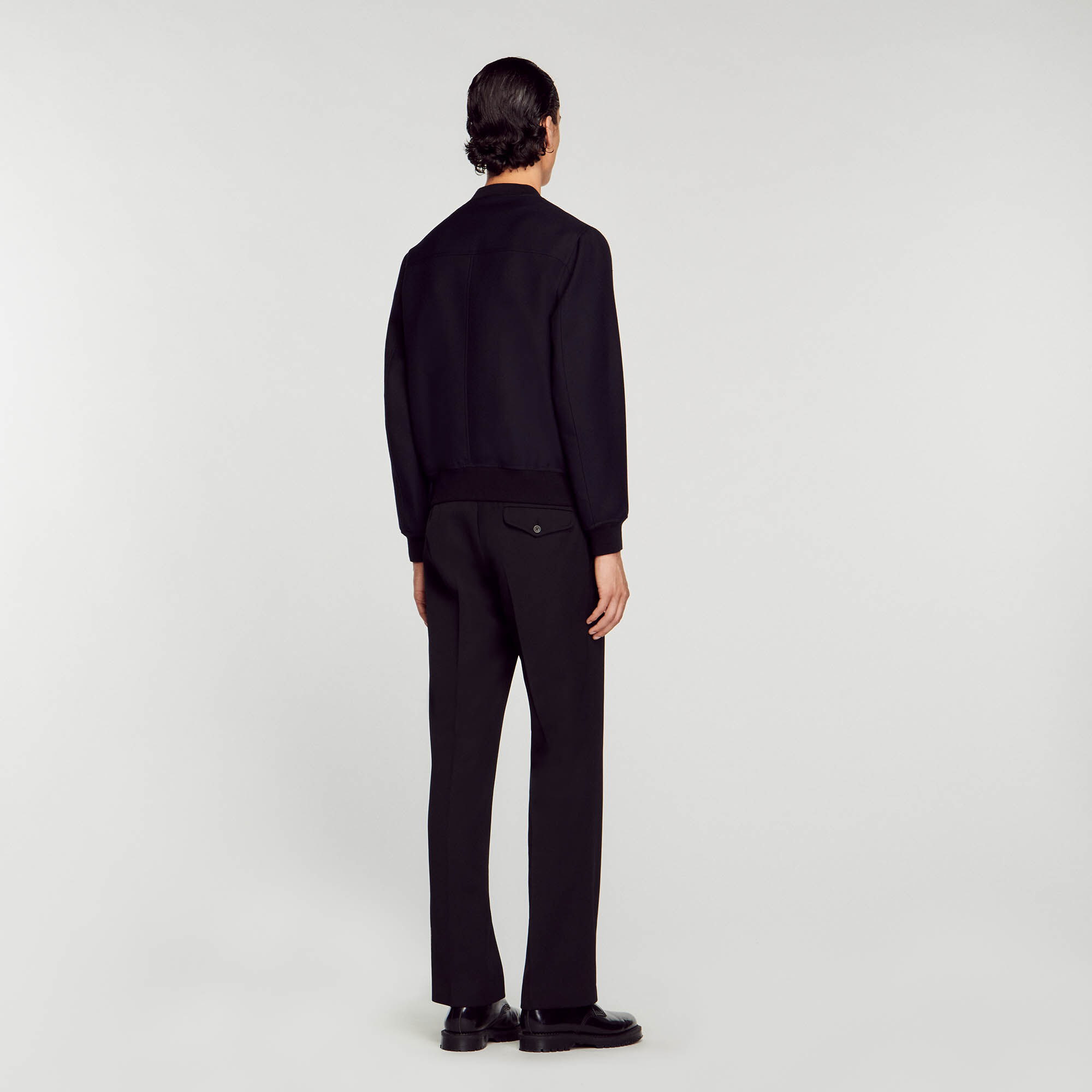 Black wool cheap varsity jacket