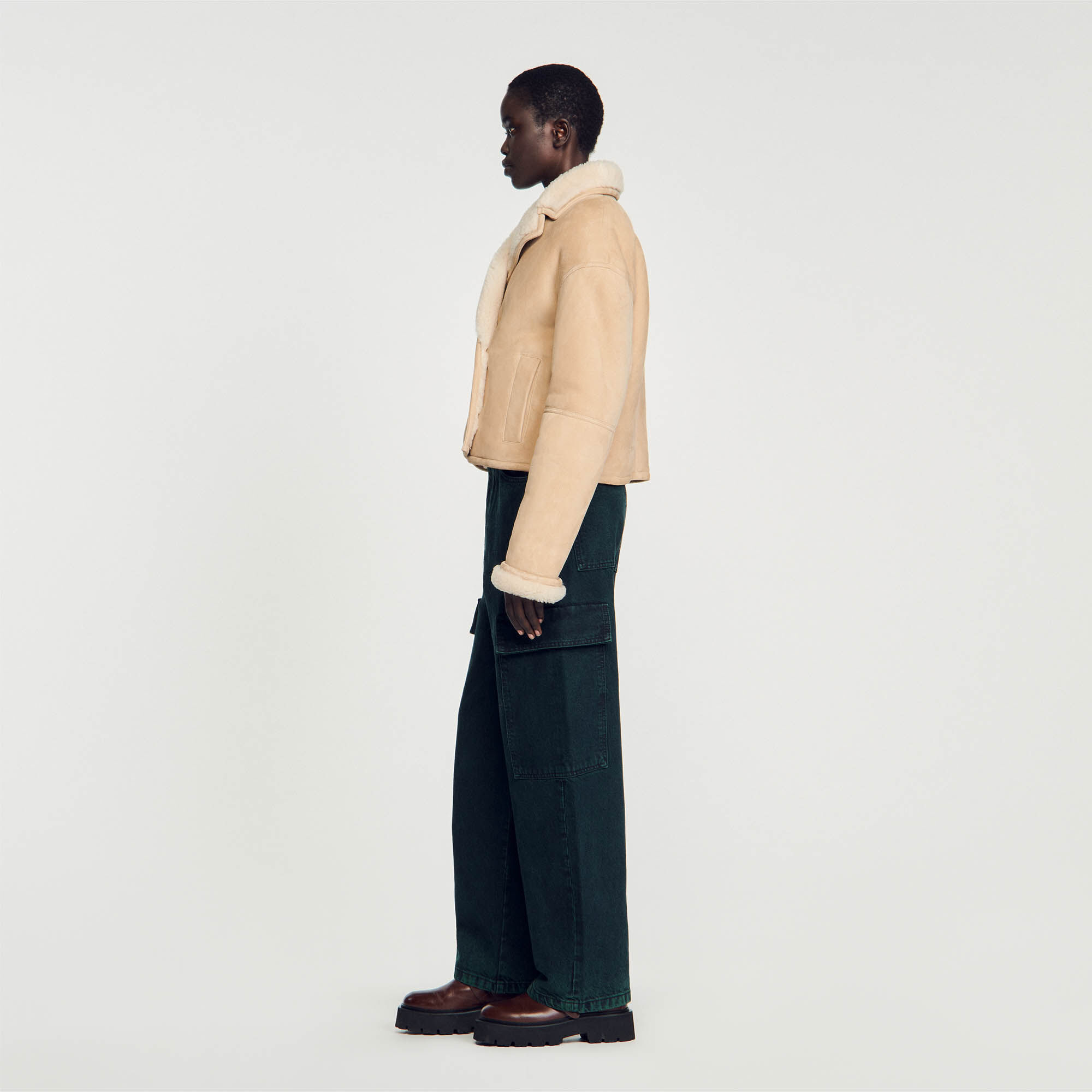 Beige shop shearling jacket