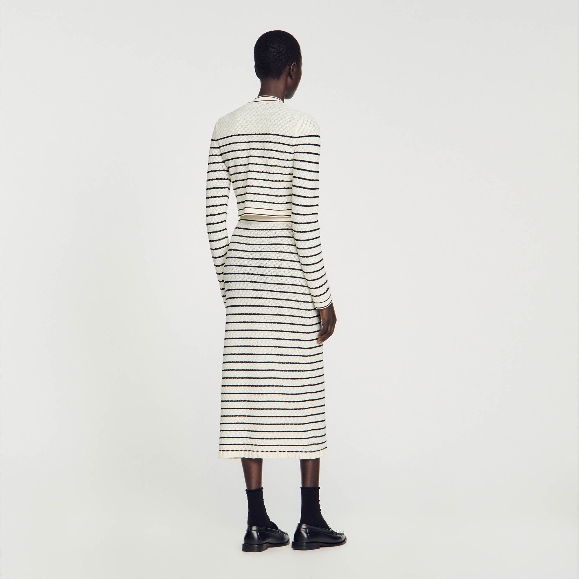 Striped knit midi skirt sale