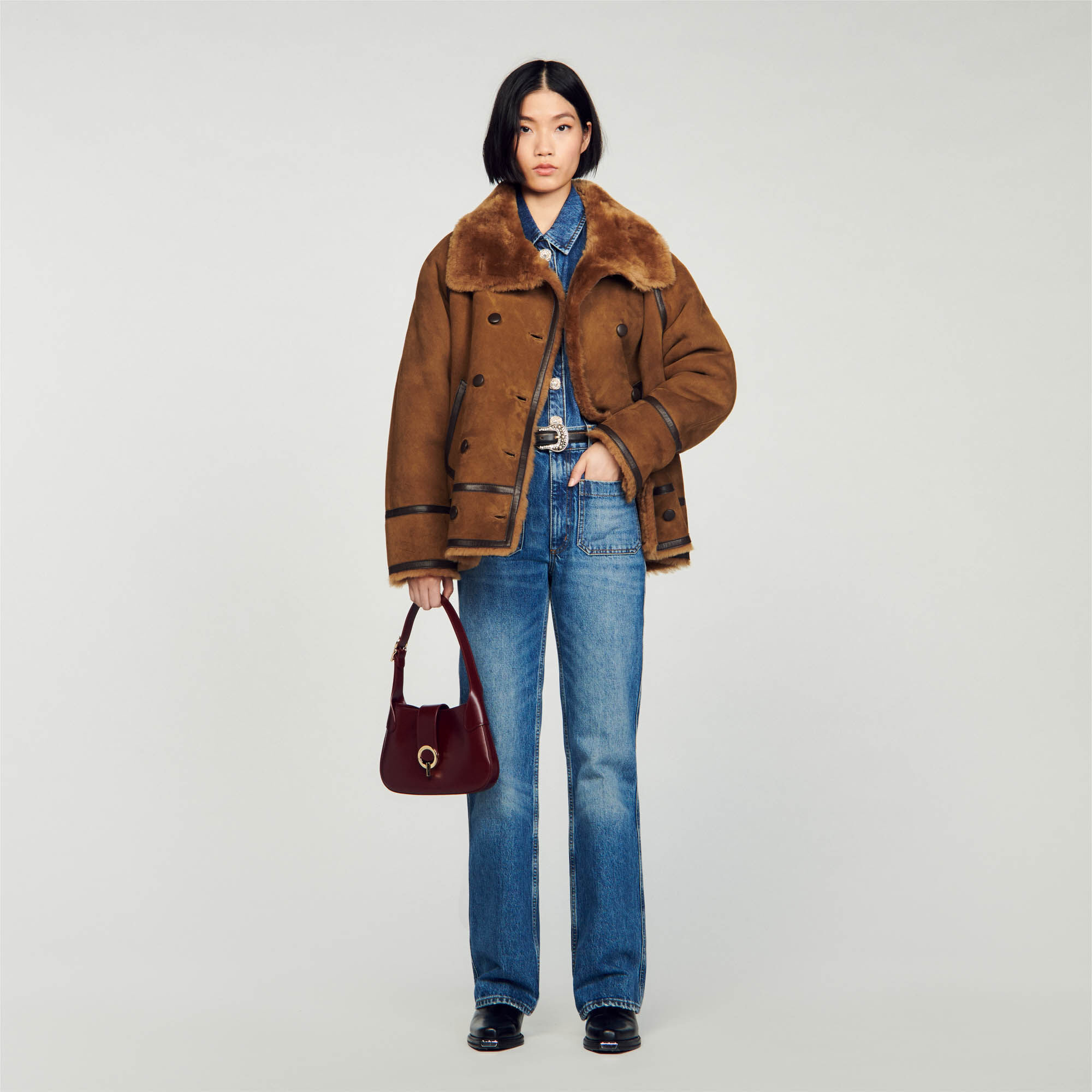 Sandro shearling clearance coat
