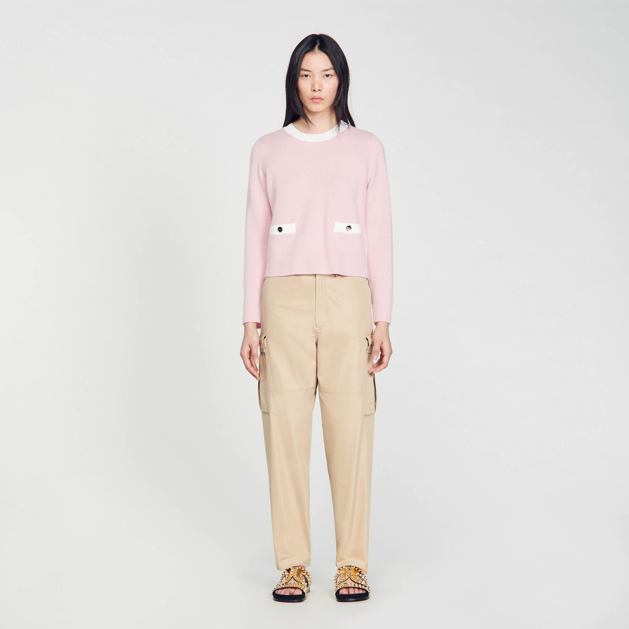 Fine knit sweater SFPPU01798 Pink Sweaters Cardigans Sandro