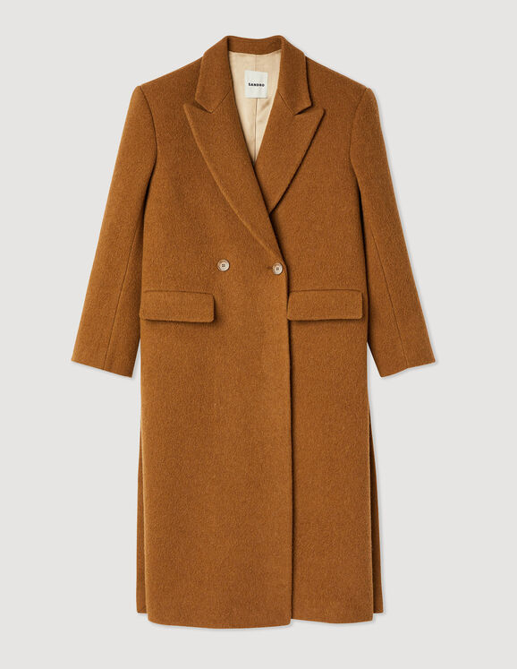 Straight-cut brushed wool coat