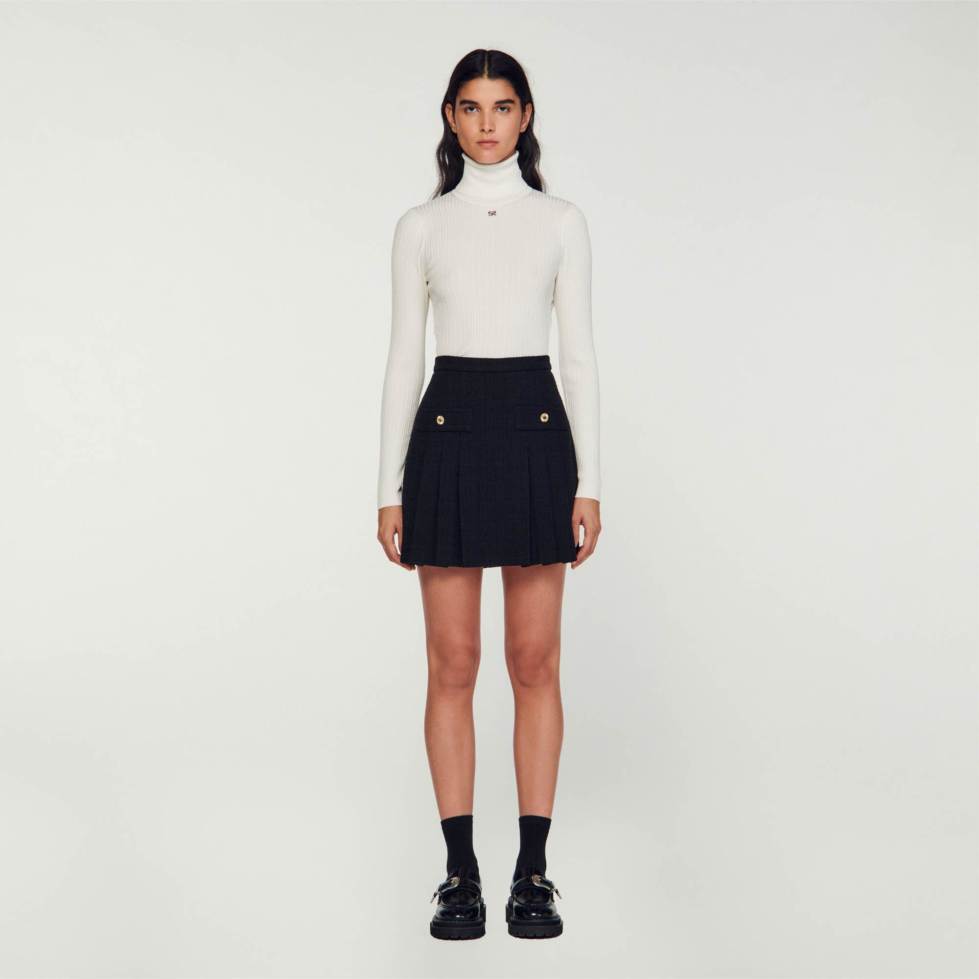 Tweed skirt with gold buttons hot sale