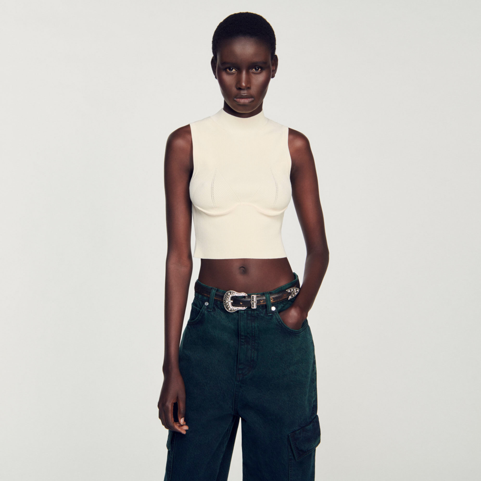 Sleeveless cropped 2025 jumper