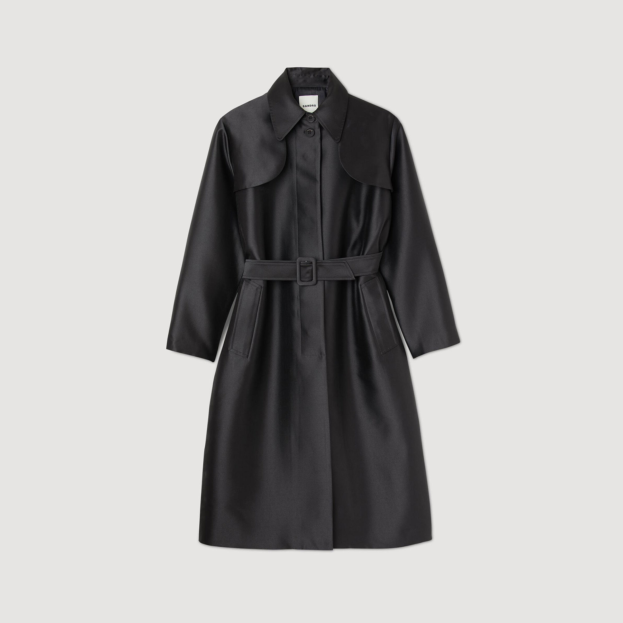 Something navy satin trench coat top
