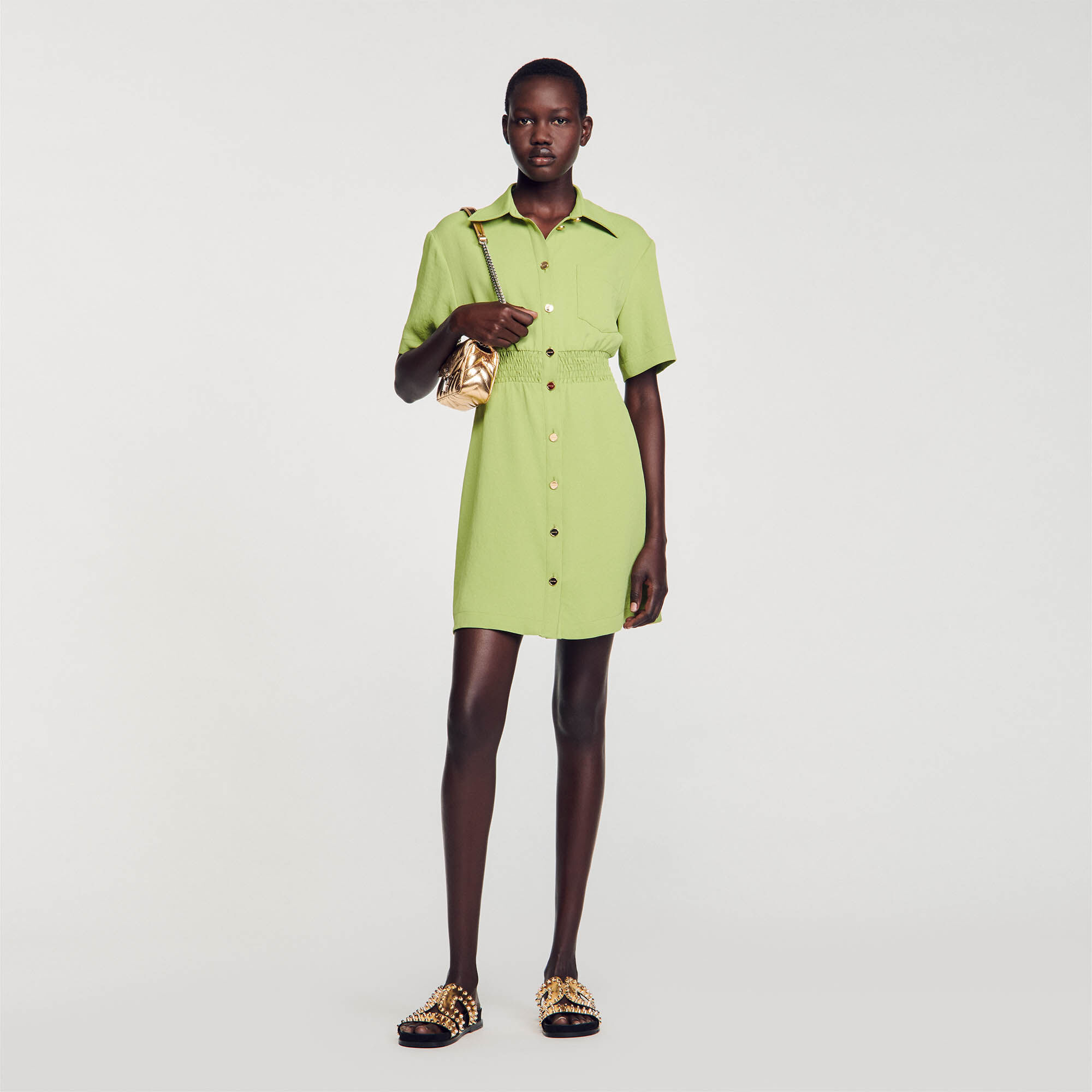 Short button up dress discount