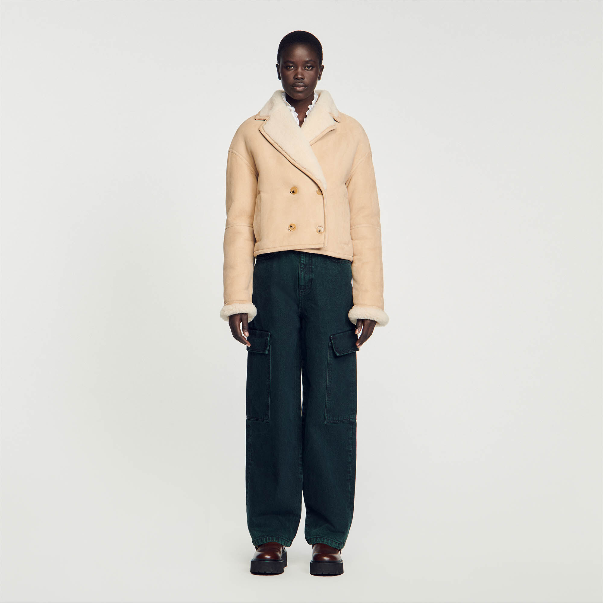 Beige shearling clearance jacket